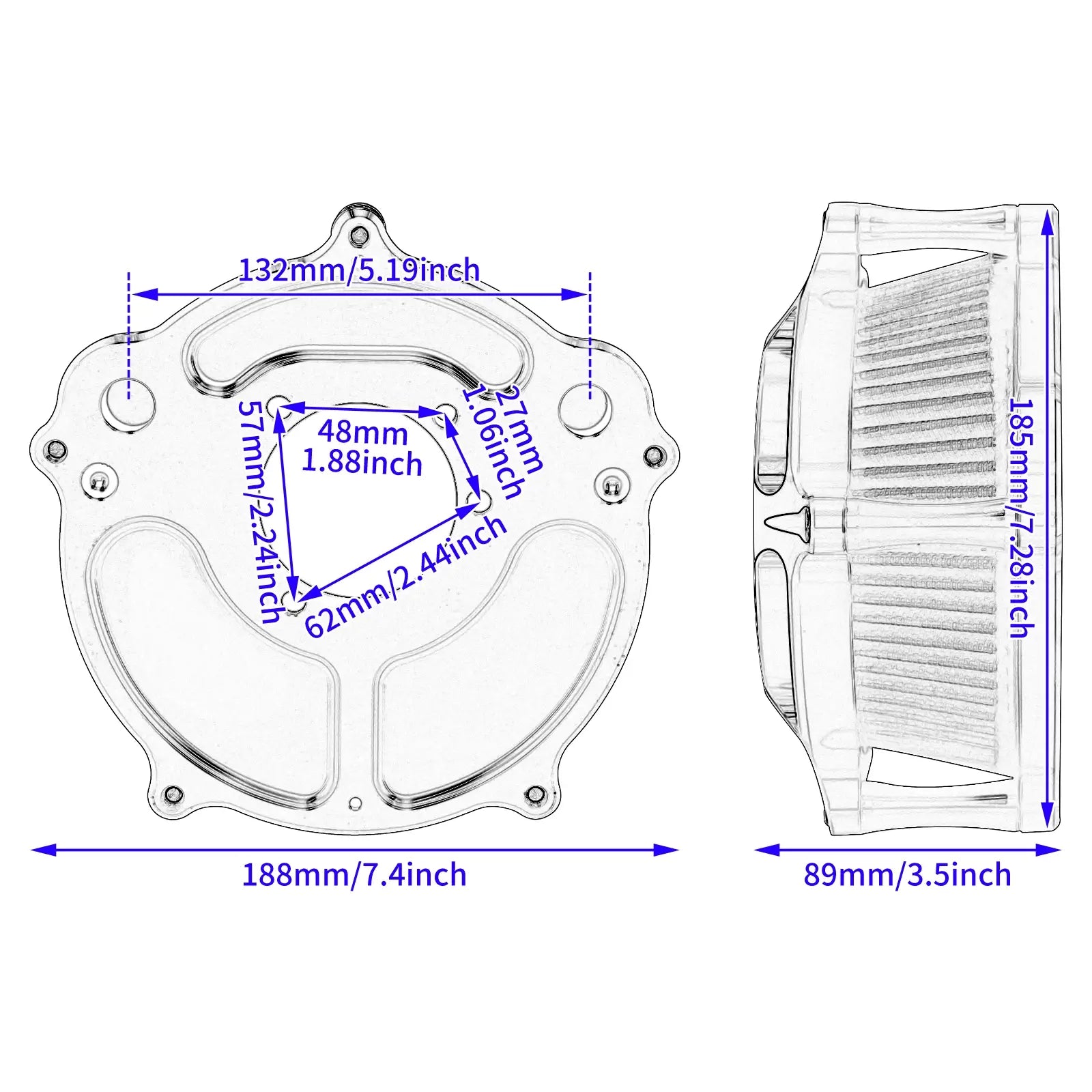 Clear Air Cleaner Filter Intake For Harley Sportster XL883 1200 48 72 '04-'22