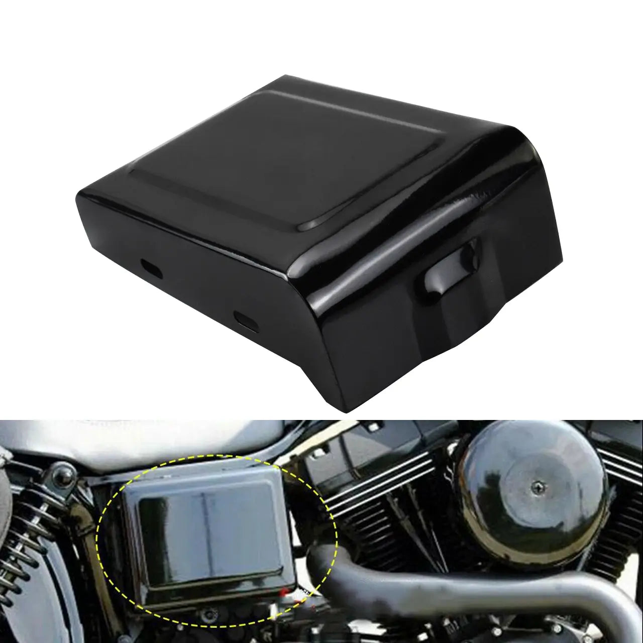 Motorcycle Battery Cover Gloss Black For Harley Dyna Street Bob ‘06-’14 Fat Bob Super Glide ‘06-’17