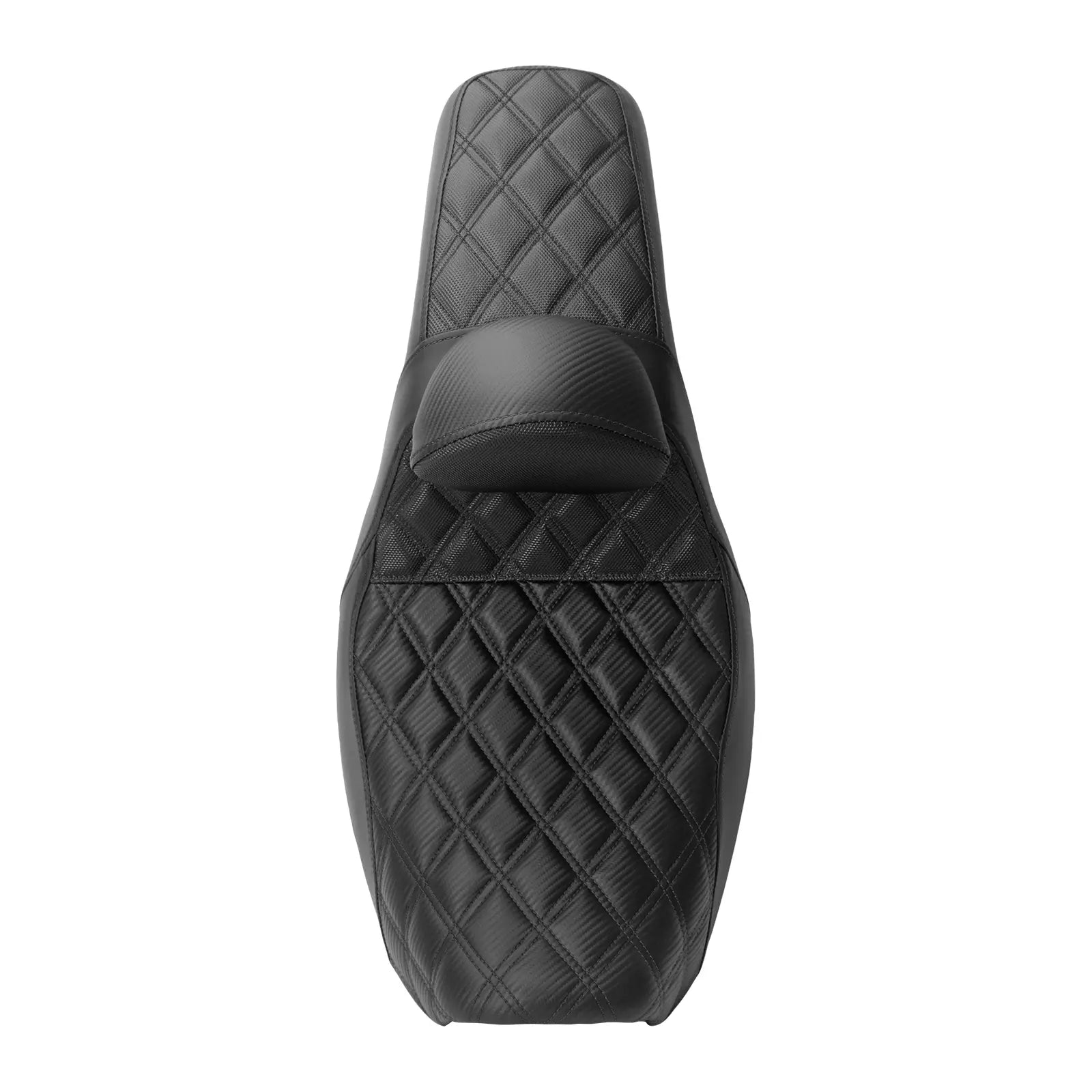 Two-Up Rider & Passenger Seat with Backrest for Harley Dyna 2006–2017 | Leather Lattice Stitch – Mactions