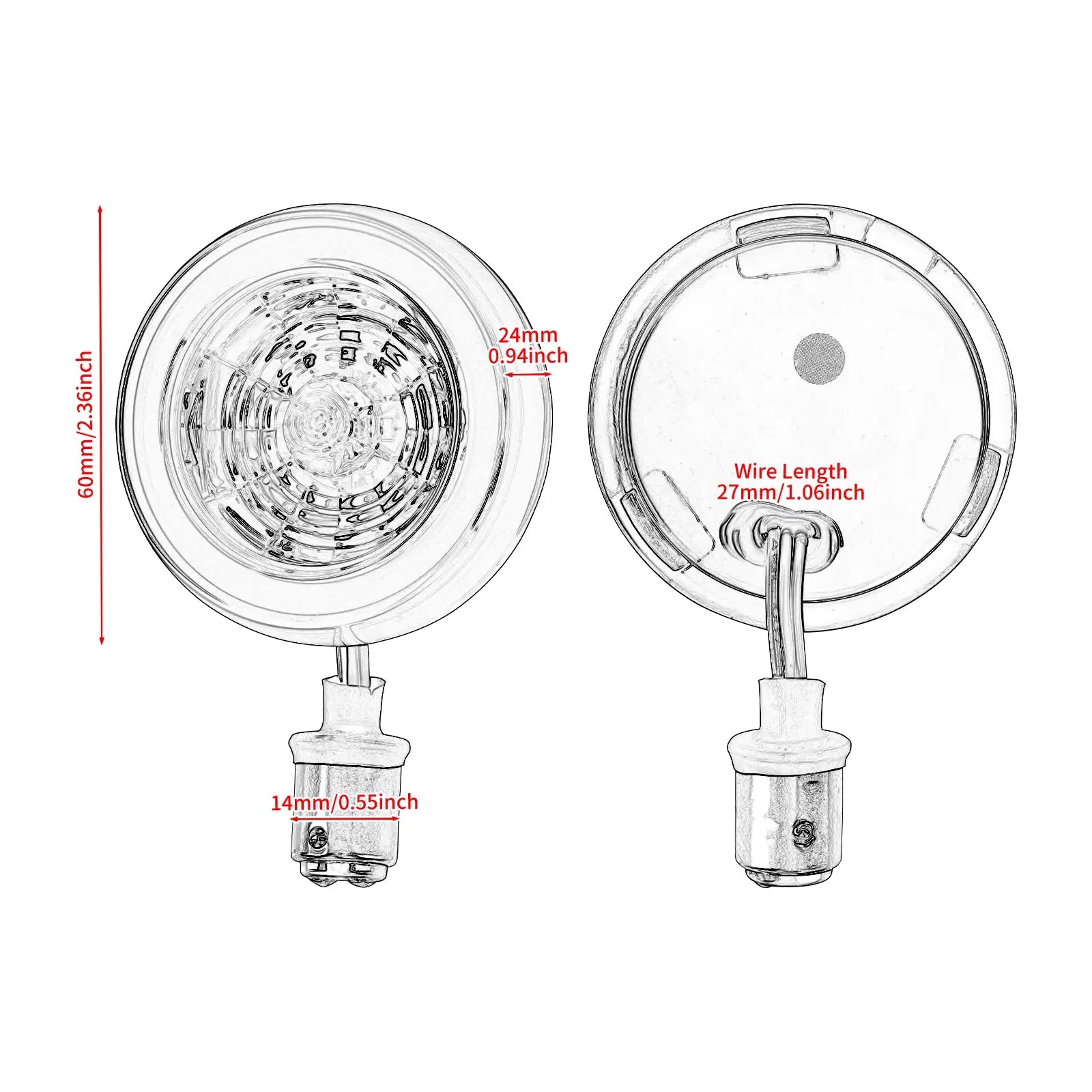 1157 LED Turn Signal Indicator Lights for Harley Touring Softail Dyna Sportster - Front