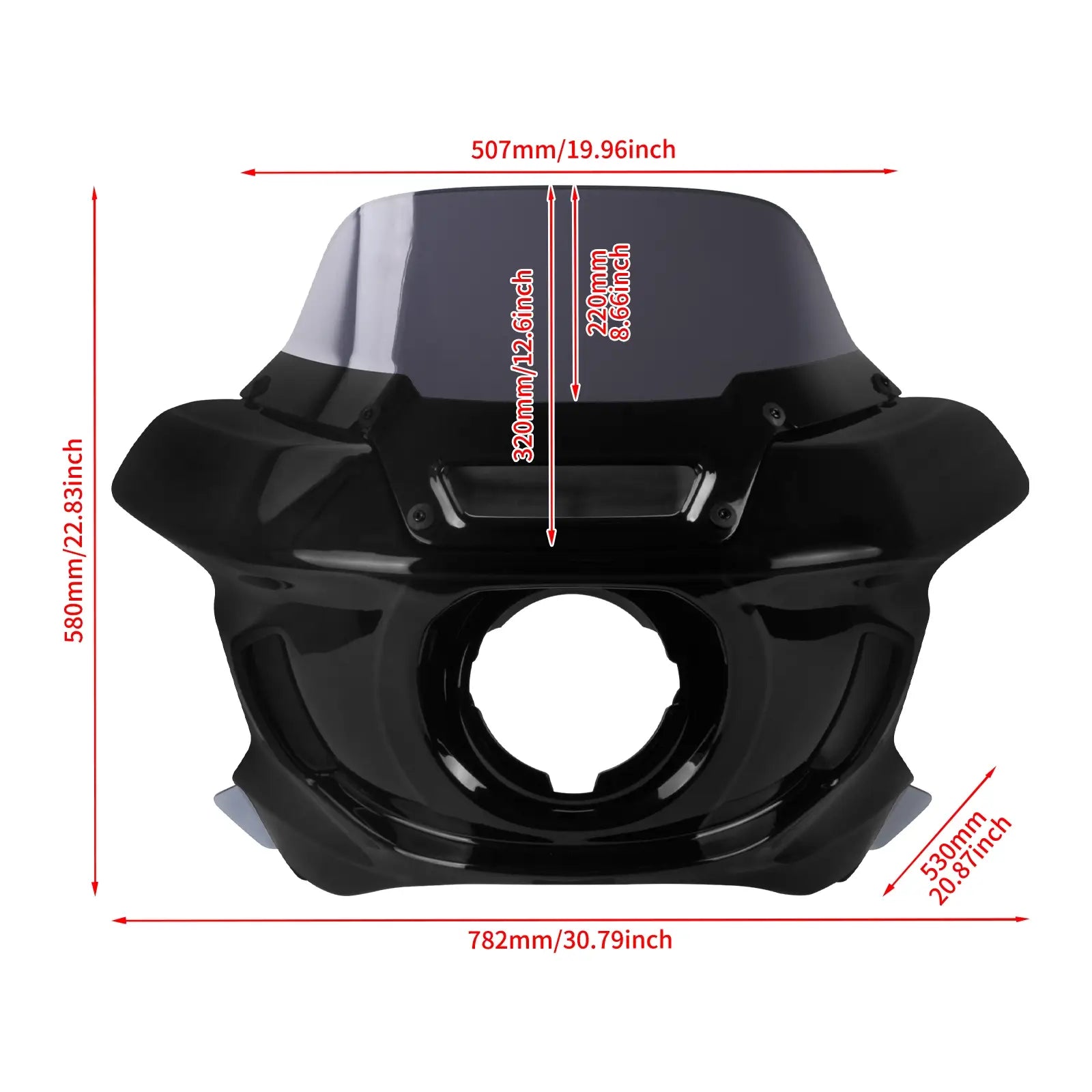 Gloss Black Front Headlight Fairing with 8” Windshield for Harley Dyna '06-'17 | Mactions