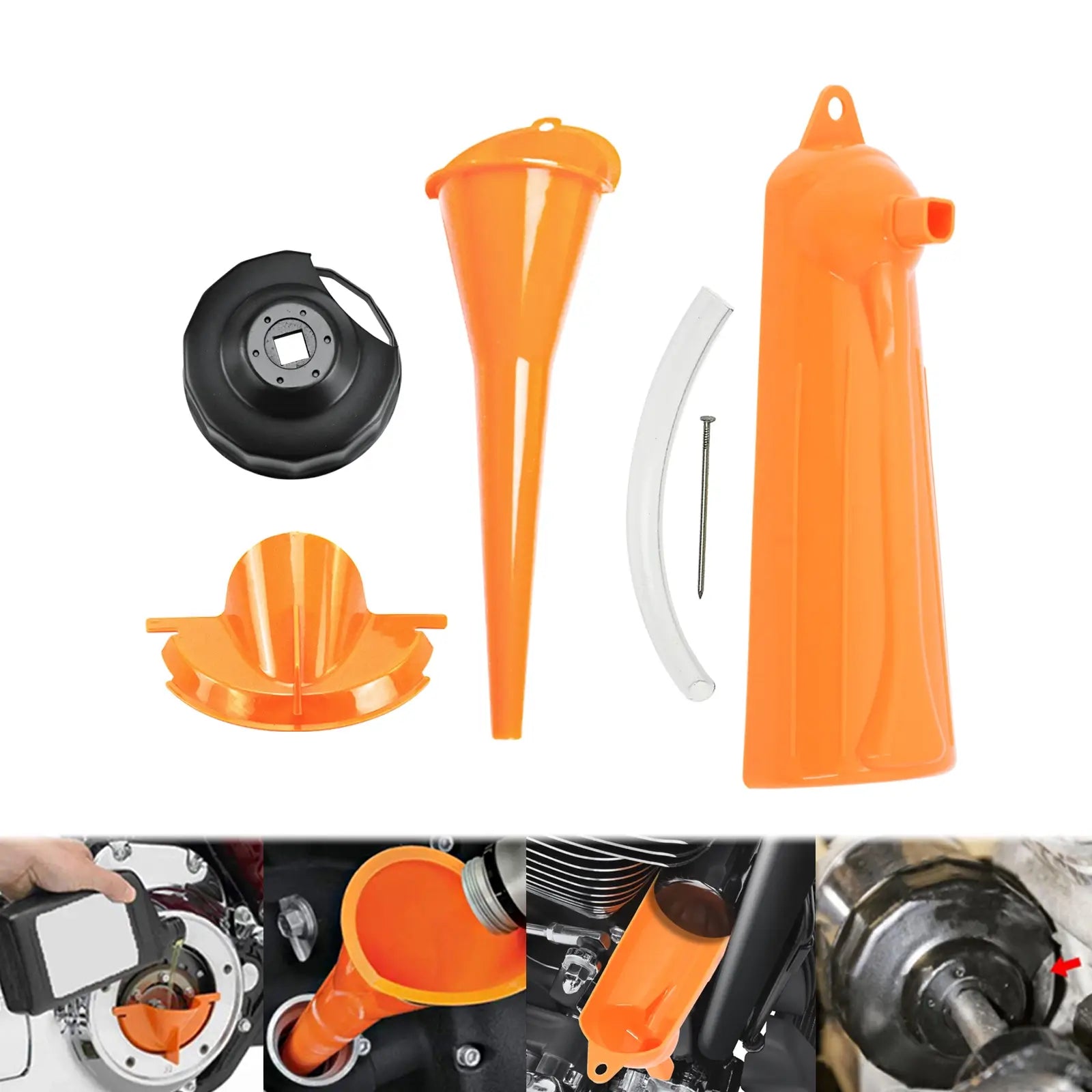 Crankcase Fill Primary Case Drip-Free Oil Funnel Filter Wrench | Mactions