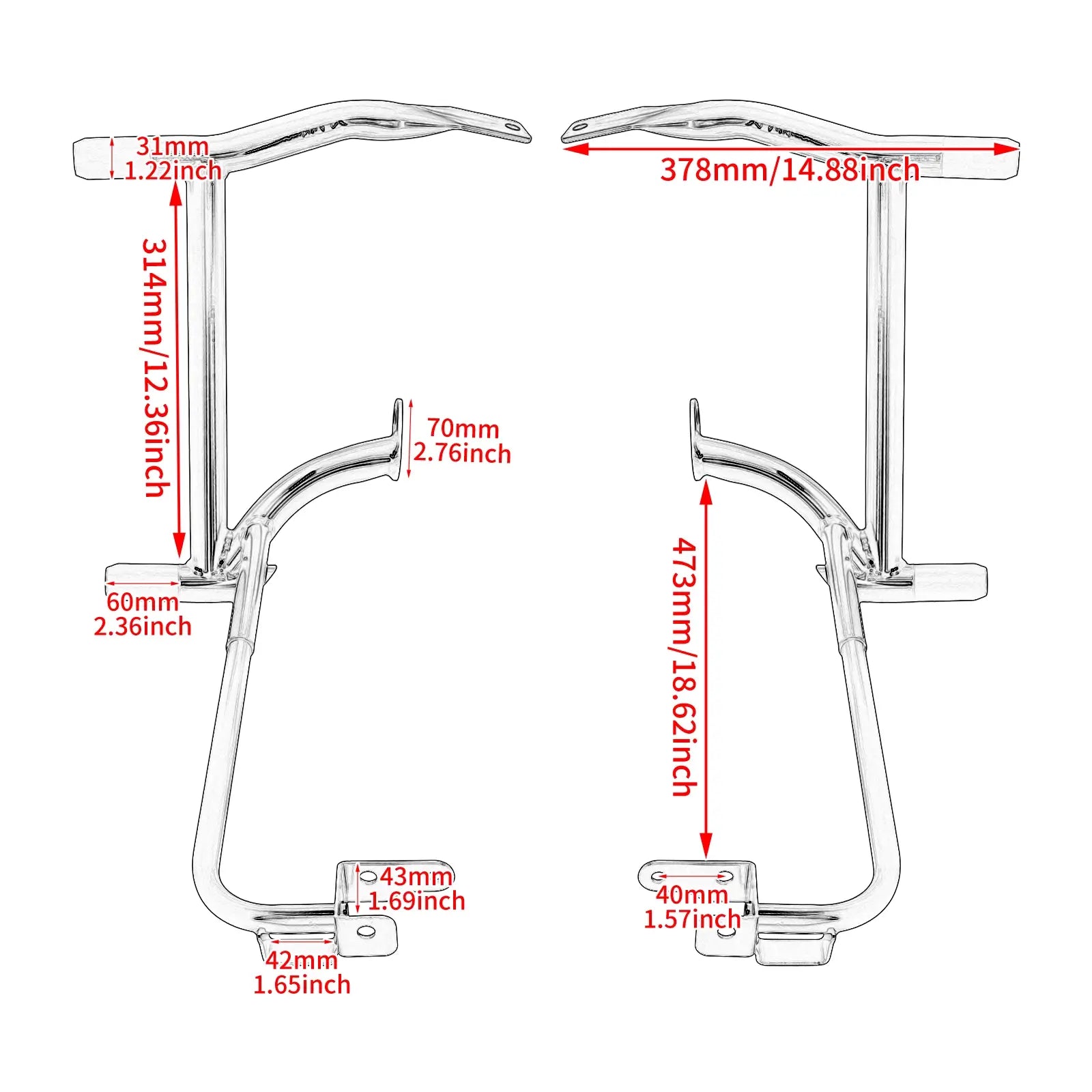 Motorcycle Saddlebag Guards & Bag Support Brackets Set Crash Bars For Harley Touring 2014-2025 | Mactions