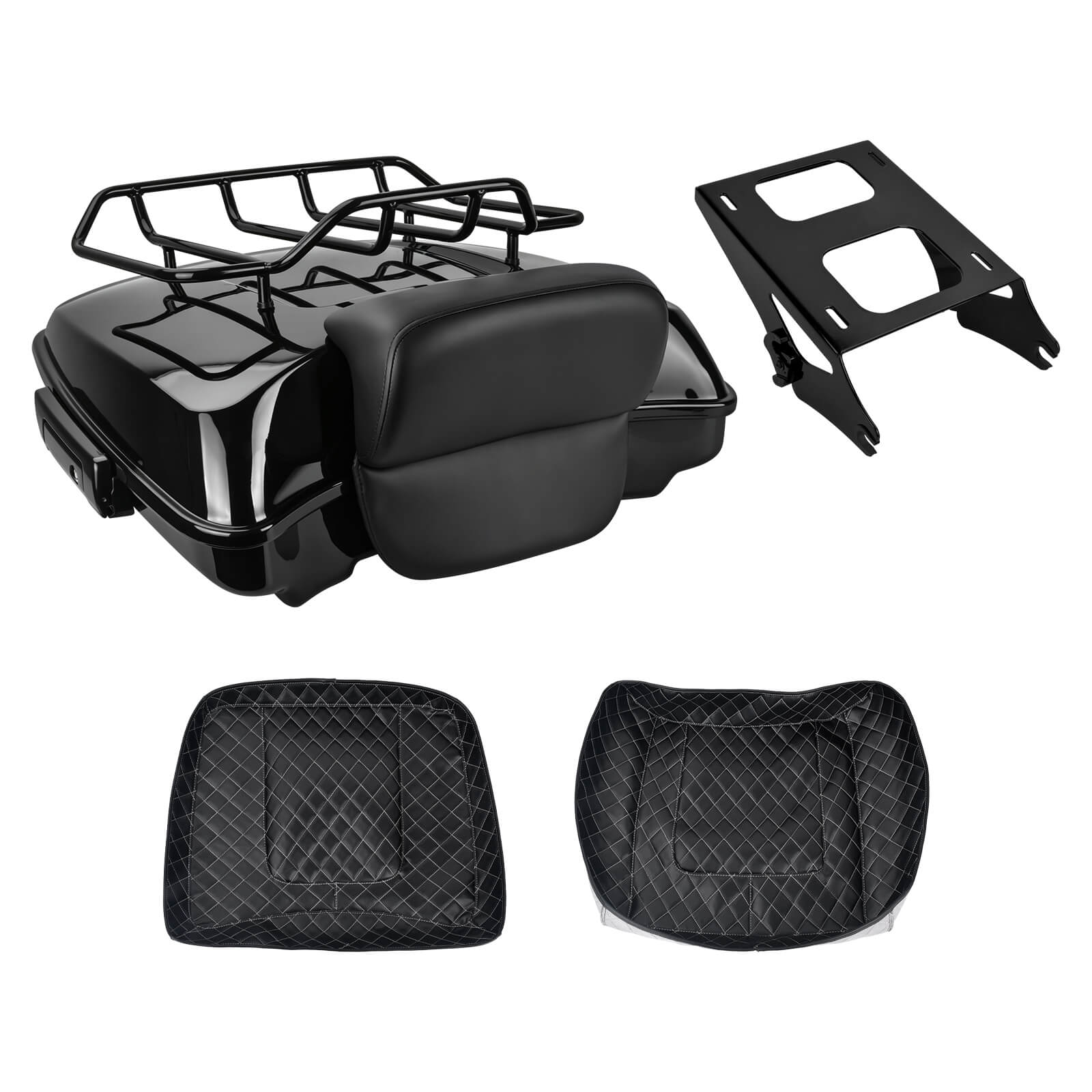 zhlu0035 jg mactions razor luggage tour trunk top rack set harley touring 2014 black bundle