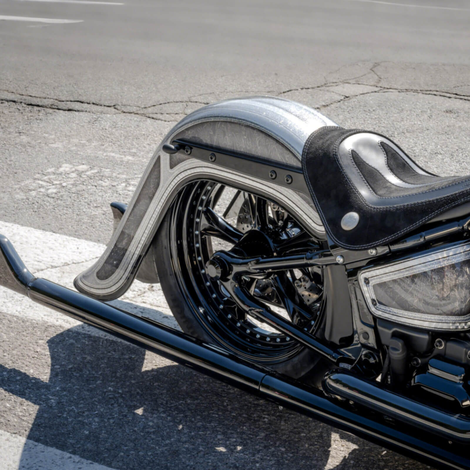 6" Unpainted Extended Rear Fender Mudguards For Harley Softail '86-'17 | Mactions