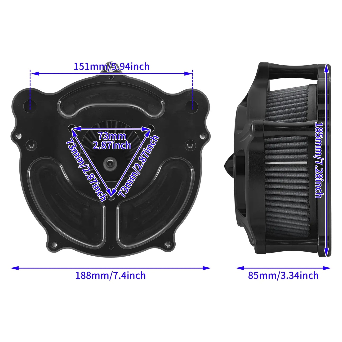 Spike Air Filter Intake For Harley Touring Street Road Glide 08-2016 Matte Black | Mactions