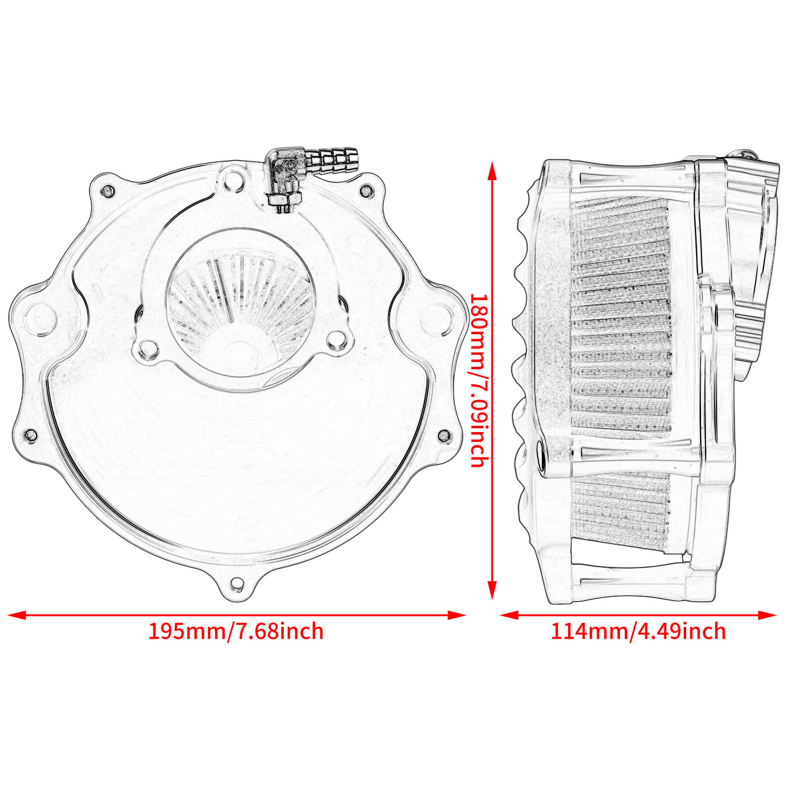 AF003926 macrtions Stripe Style CNC Air Cleaner Intake Kit for Harley softail m8 - size
