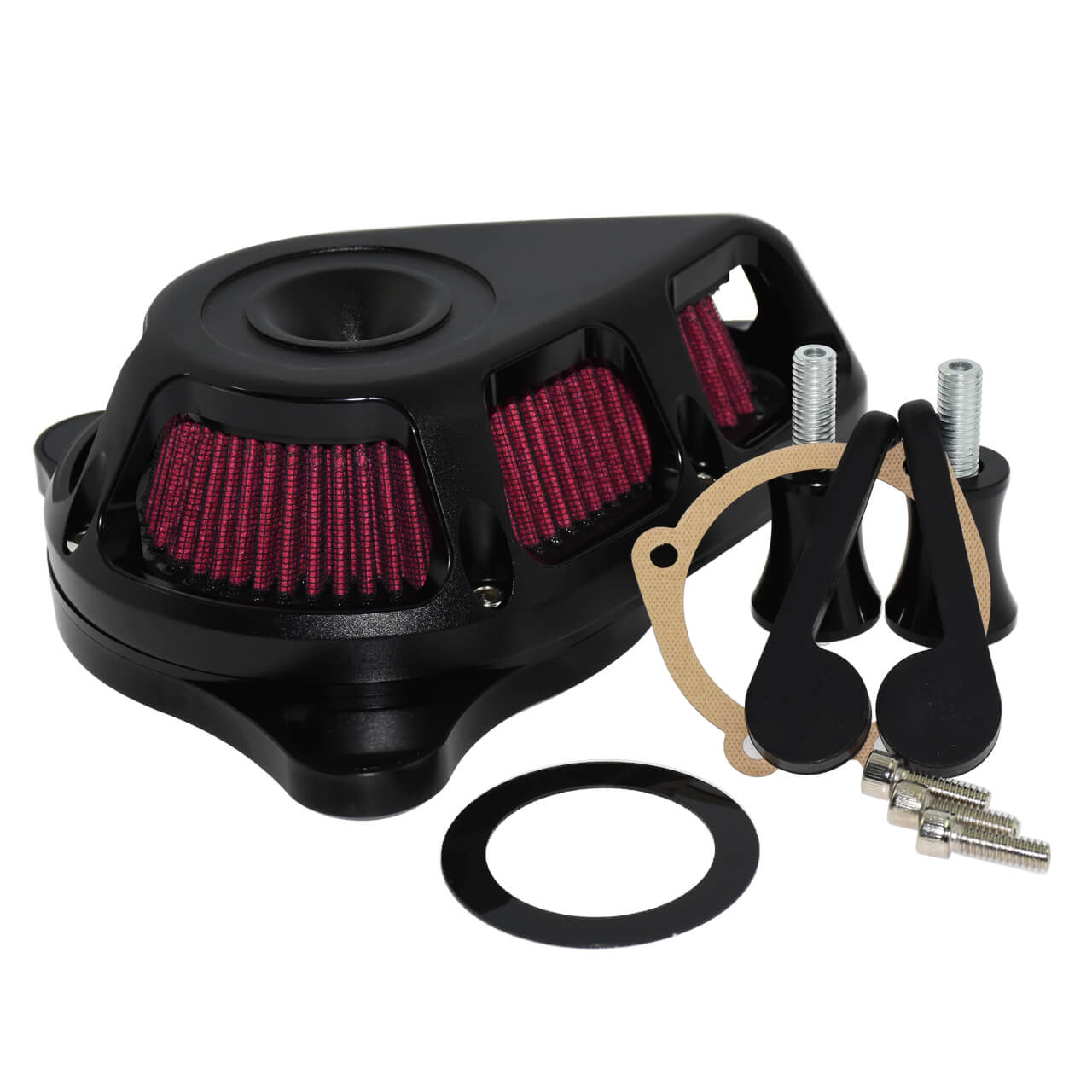 AF004606 Mactions Triangle Air Cleaner Filter Red Intake For Harley Softail 