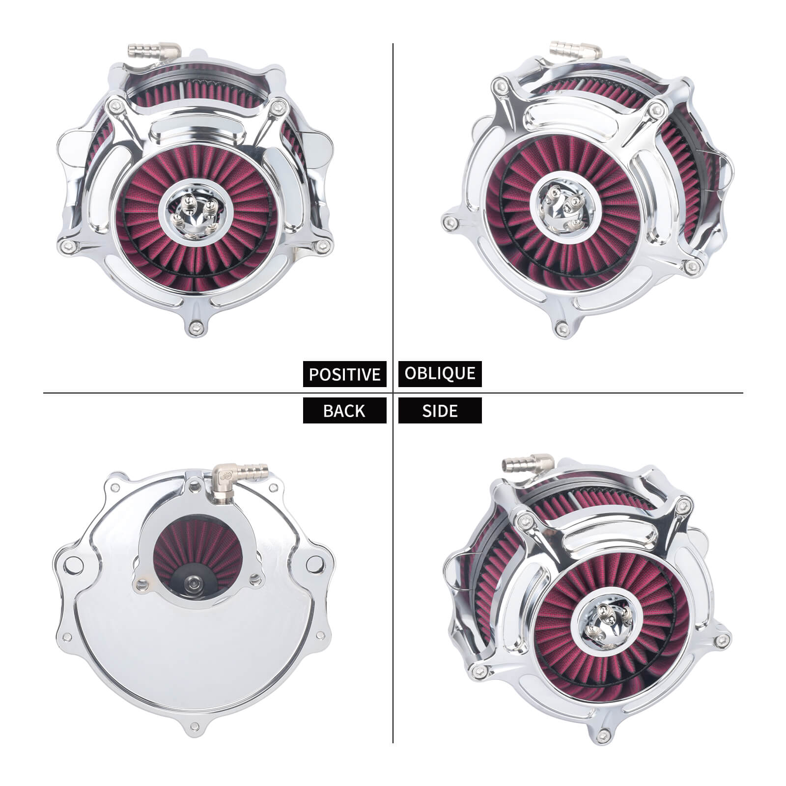 AF005509 mactions Stripe Style CNC Air Cleaner Red Intake Kit for harley softail m8