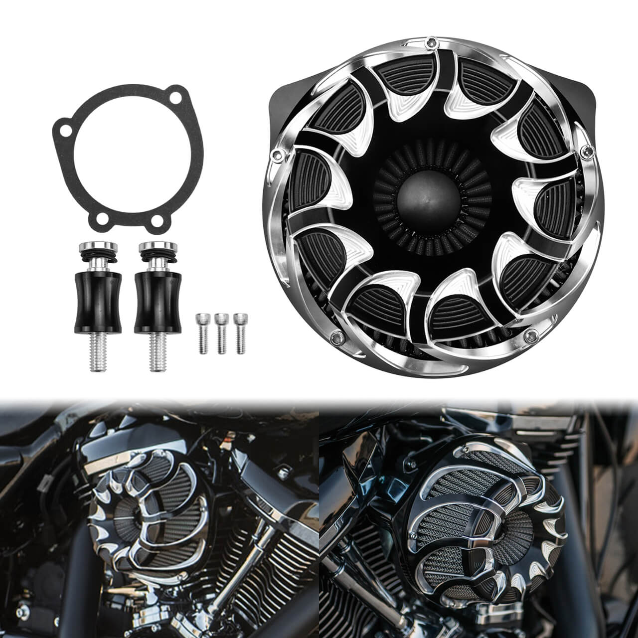 AF006902-CNC-Air-Filter-Grey-Intake-Kit-Fit-Harley-Dyna
