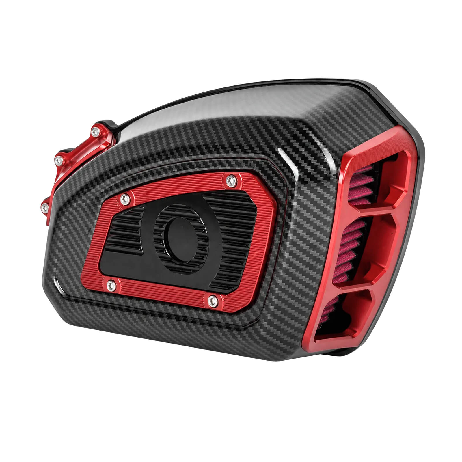 AF009707 Mactions Carbon Fiber Look Air Cleaner Intake Filter Fit Harley softail - red