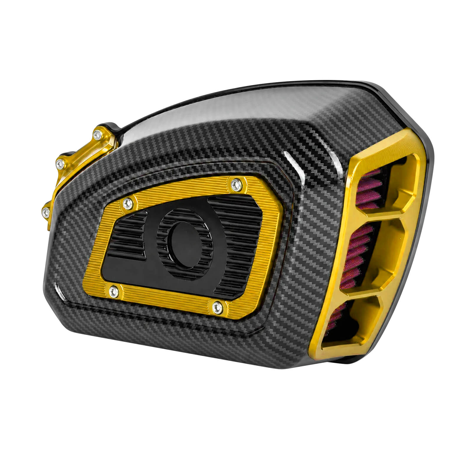 AF009712 Mactions Carbon Fiber Look Air Cleaner Intake Filter Fit Harley softail 2014 - gold