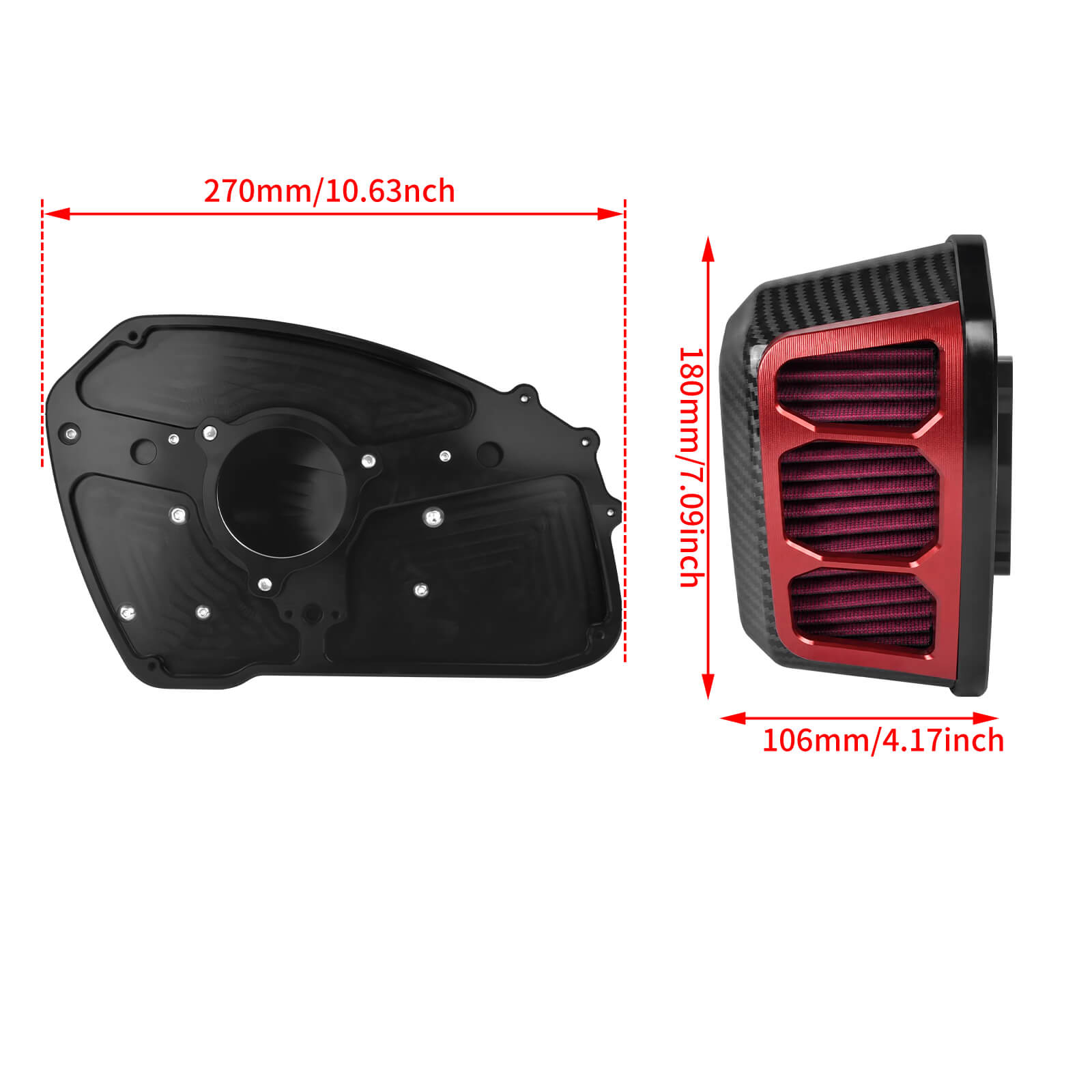 AF009714 mactions M8 Air Cleaner Intake Filter With Carbon Fiber Look For Harley Touring 2017 - size