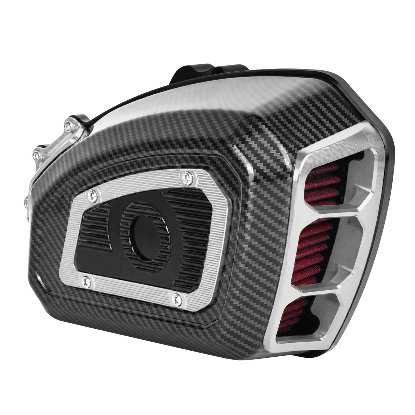 AF009730 mactions M8 Air Cleaner Intake Filter w/ Carbon Fiber Pattern for Harley road glide 2024 - silver housing