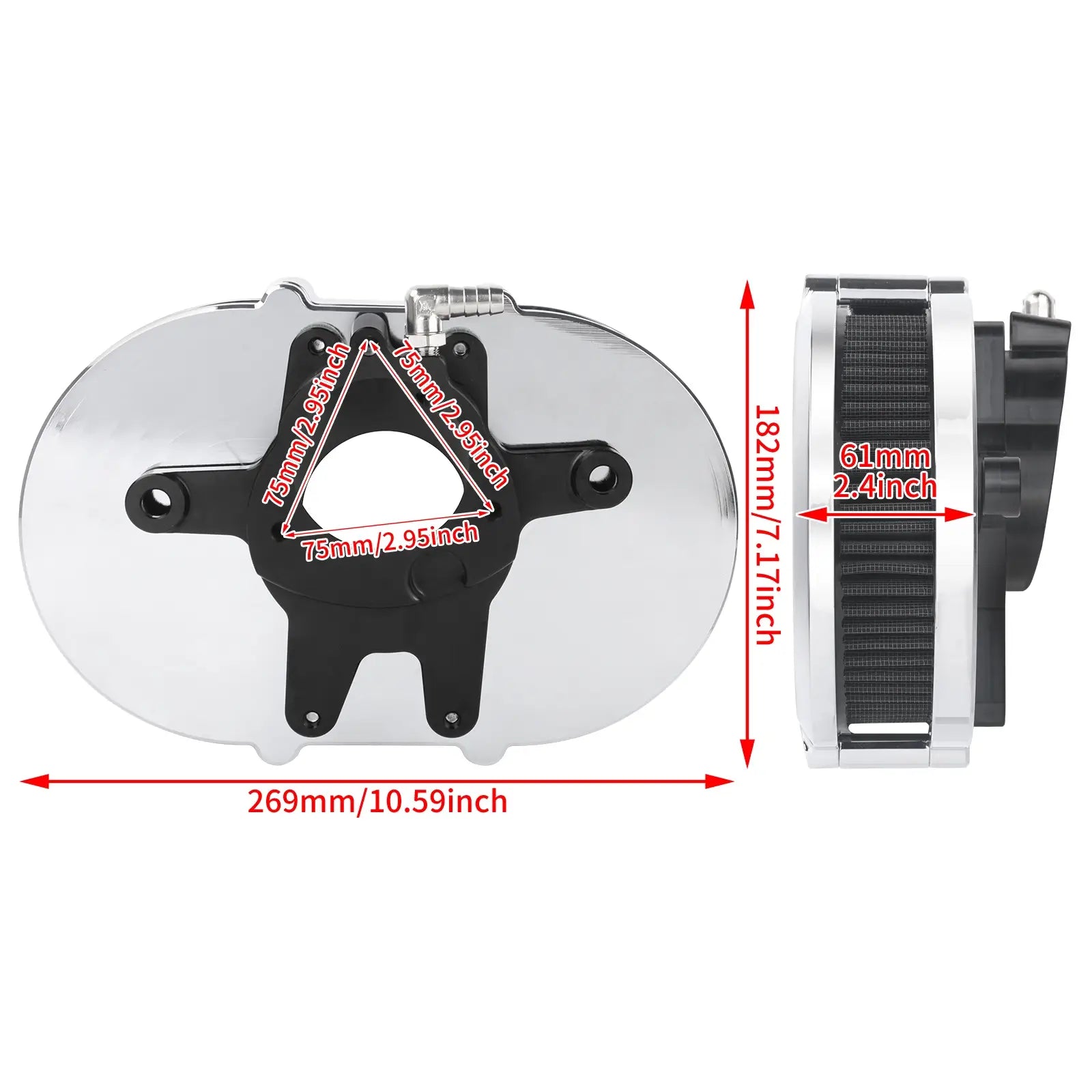 AF009802 mactions Motorcycle Air Cleaner for harley softail Grey intake - size