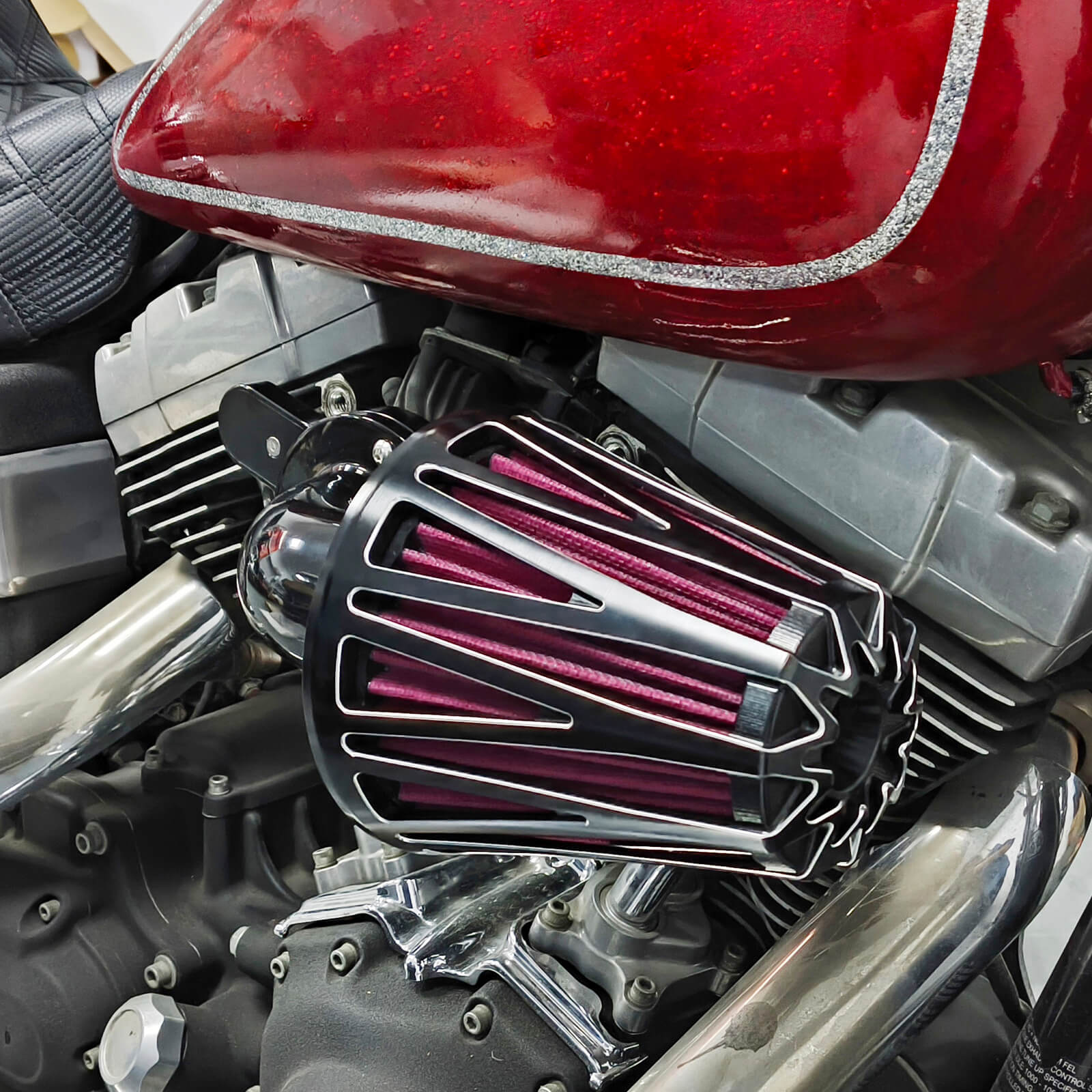 AF009903 MACTIONS Sucker CNC Air Cleaner red Intake Filter For Harley softail effect