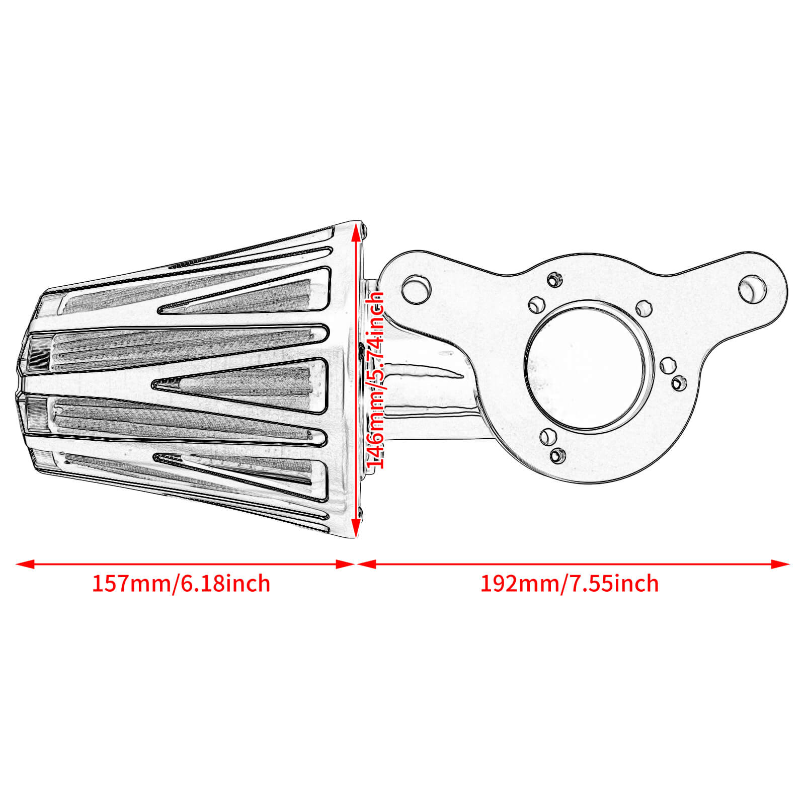 AF009906 mactions CNC Air Cleaner Filter Fit Harley Touring road glide - size