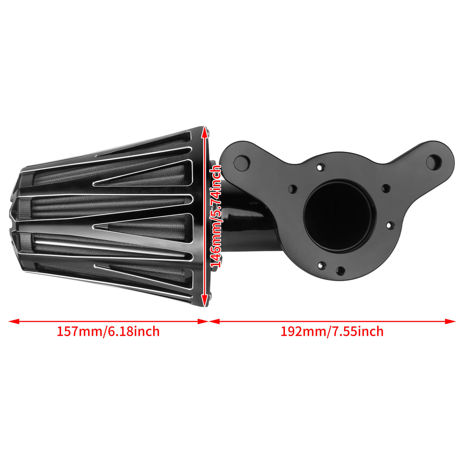AF009907 mactions High-Flow Cone Air Cleaner Intake for Harley road glide 2016 - size