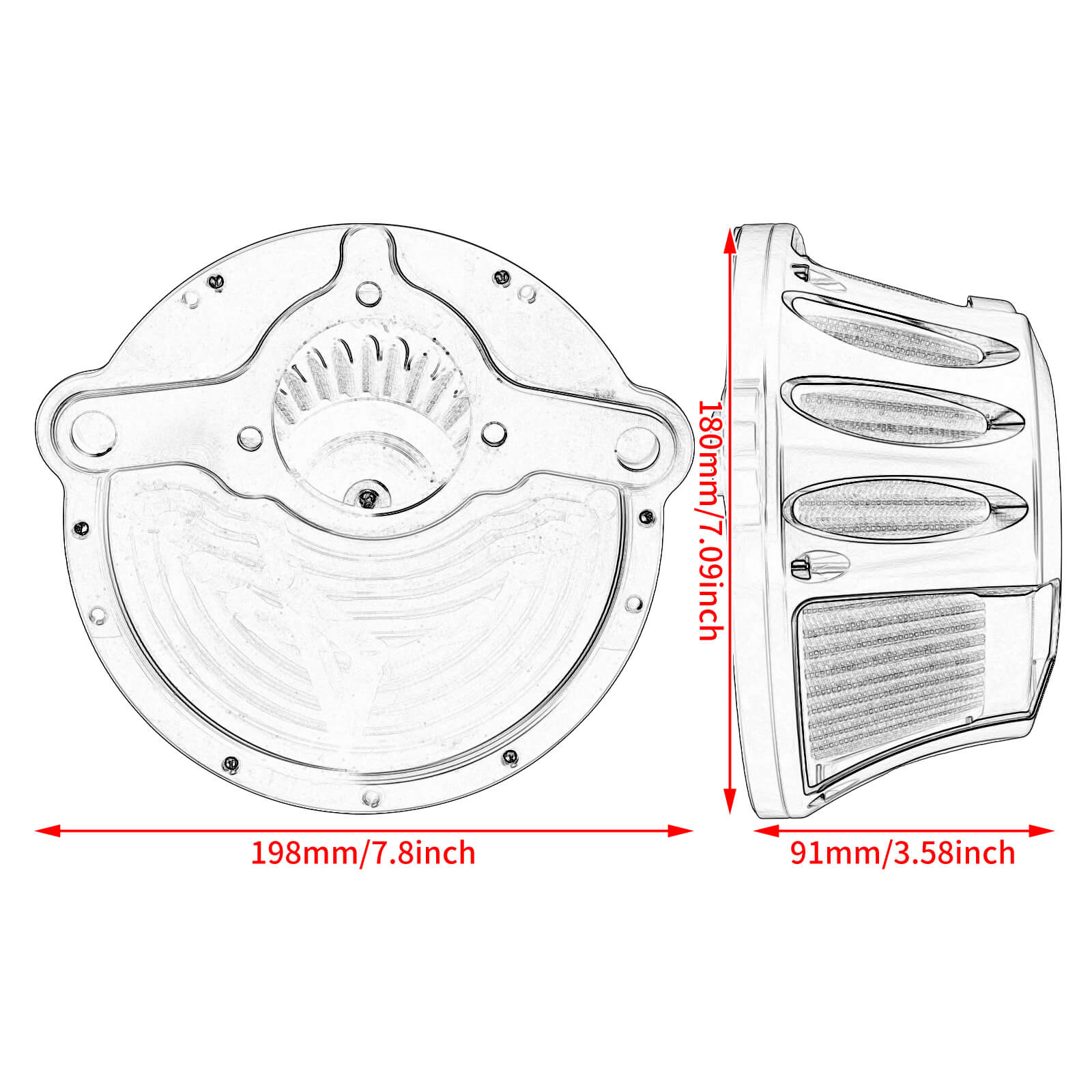 AF010005 mactions CNC Air Cleaner with Grey Intake for Harley cvo road glide 2025 - size