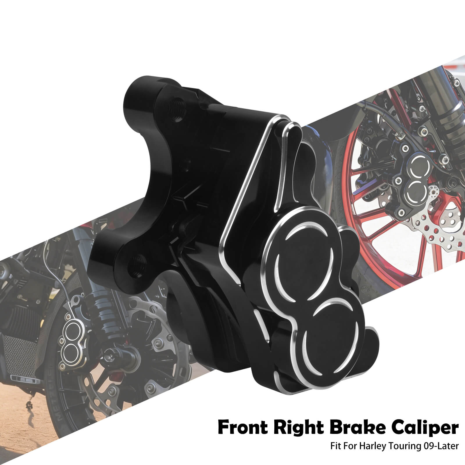 Upgraded Black CNC Front Wheel Brake Caliper for Harley Touring '09-Up丨HCmotorku
