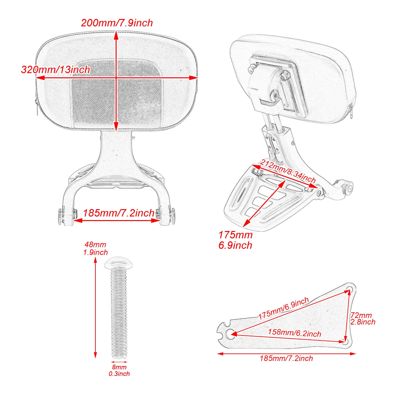 Multi-Purpose Rider / Passenger Backrest Sissy Bars Fit For Harley Touring 09-13 | Mactions