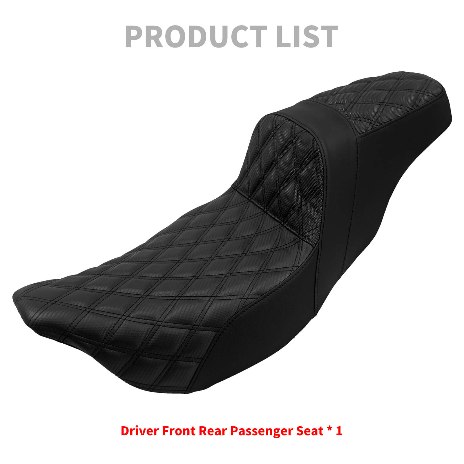 CB013301 mactions Rider & Passenger Seat Two-Up Seat for Harley Touring Street Road Glide '08-'23 Black stitching - product list