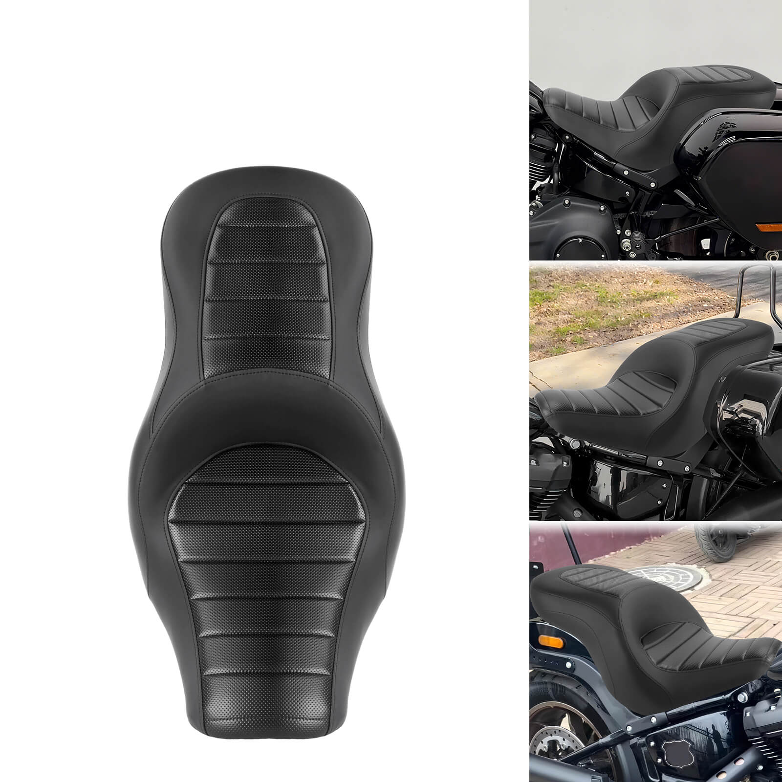 Comfort 2-Up Touring Seat With Striped Stitching for Harley Softail Low Rider S/ST & Sport Glide '18+ | Mactions