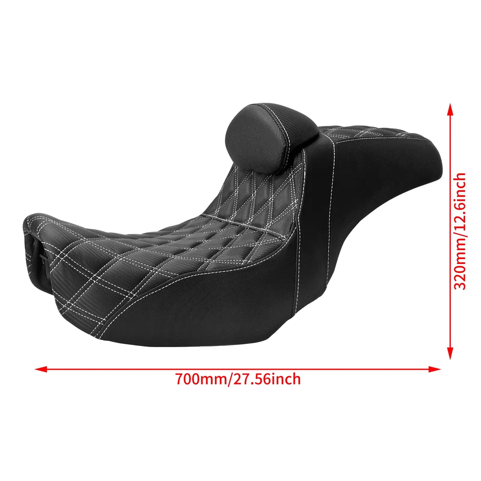 CB014505 mactions Two-Up Rider & Passenger Seat with Backrest for Harley Dyna - size