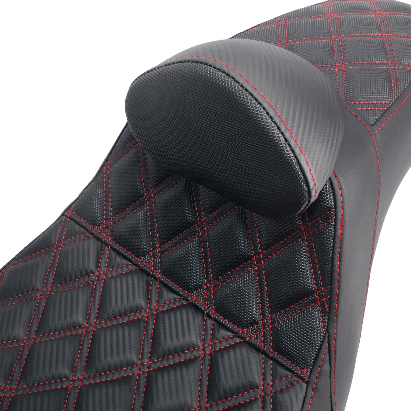CB014506 mactions Red Stitch Two-Up Rider & Passenger Seat with Backrest details