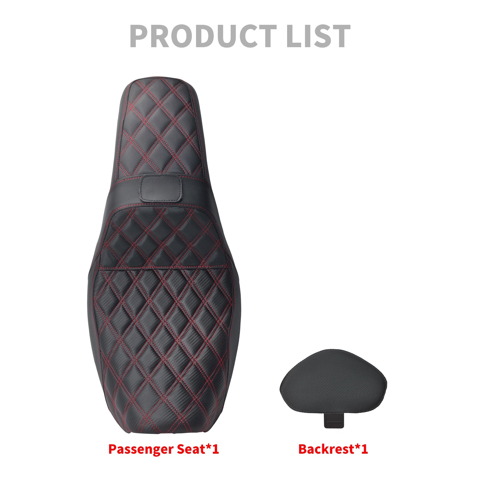 CB014506 mactions Red Stitch Two-Up Rider & Passenger Seat with Backrest product list