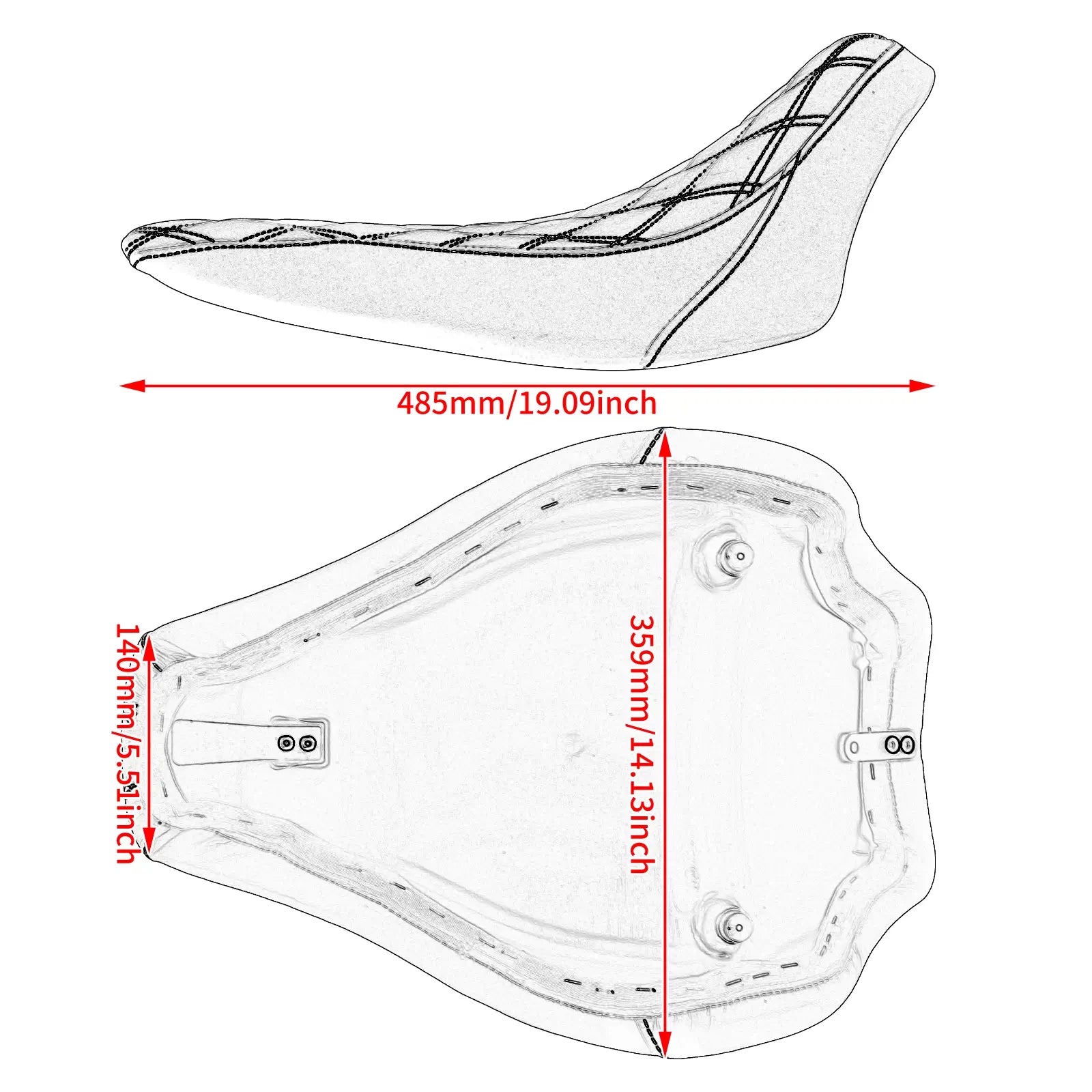 CB015504 mactions Solo Seat For Harley Softail breakout white stitching size
