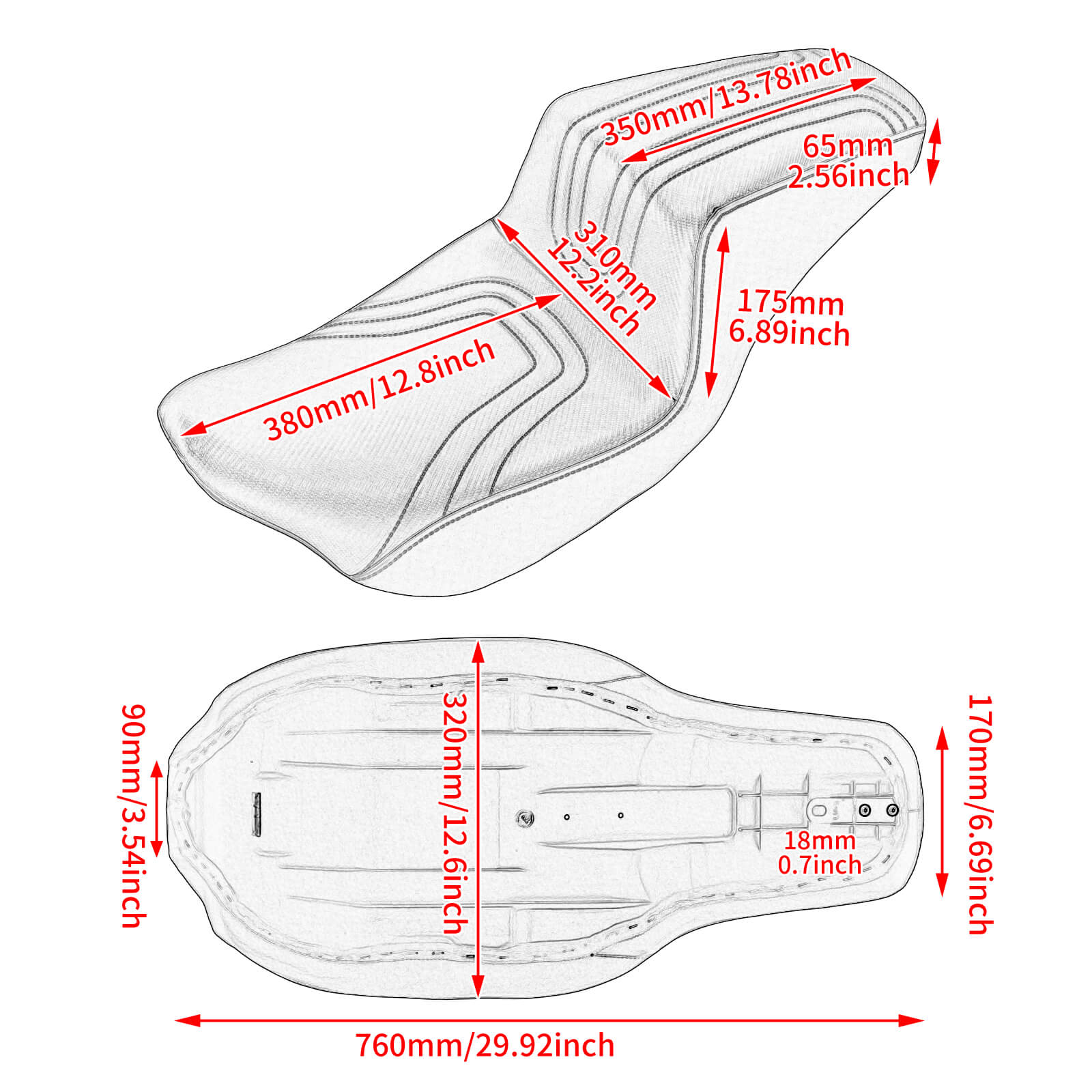 CB015603 mactions Rider Passenger Step-Up Seat For Harley touring size