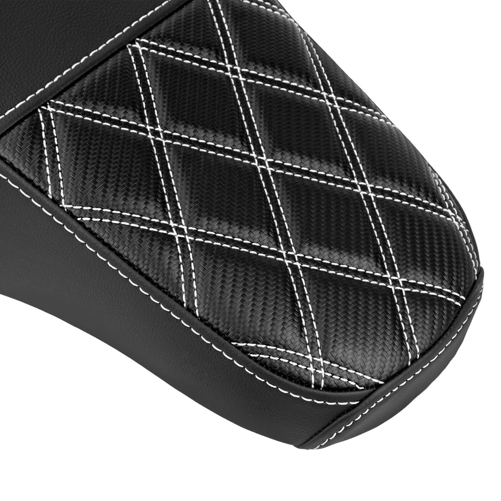 CB016901 mactions Performance Step-Up Seat Lattice Stitch Fit harley '18-'25 Fat Boy & '23-'25 Breakout - white sitiching