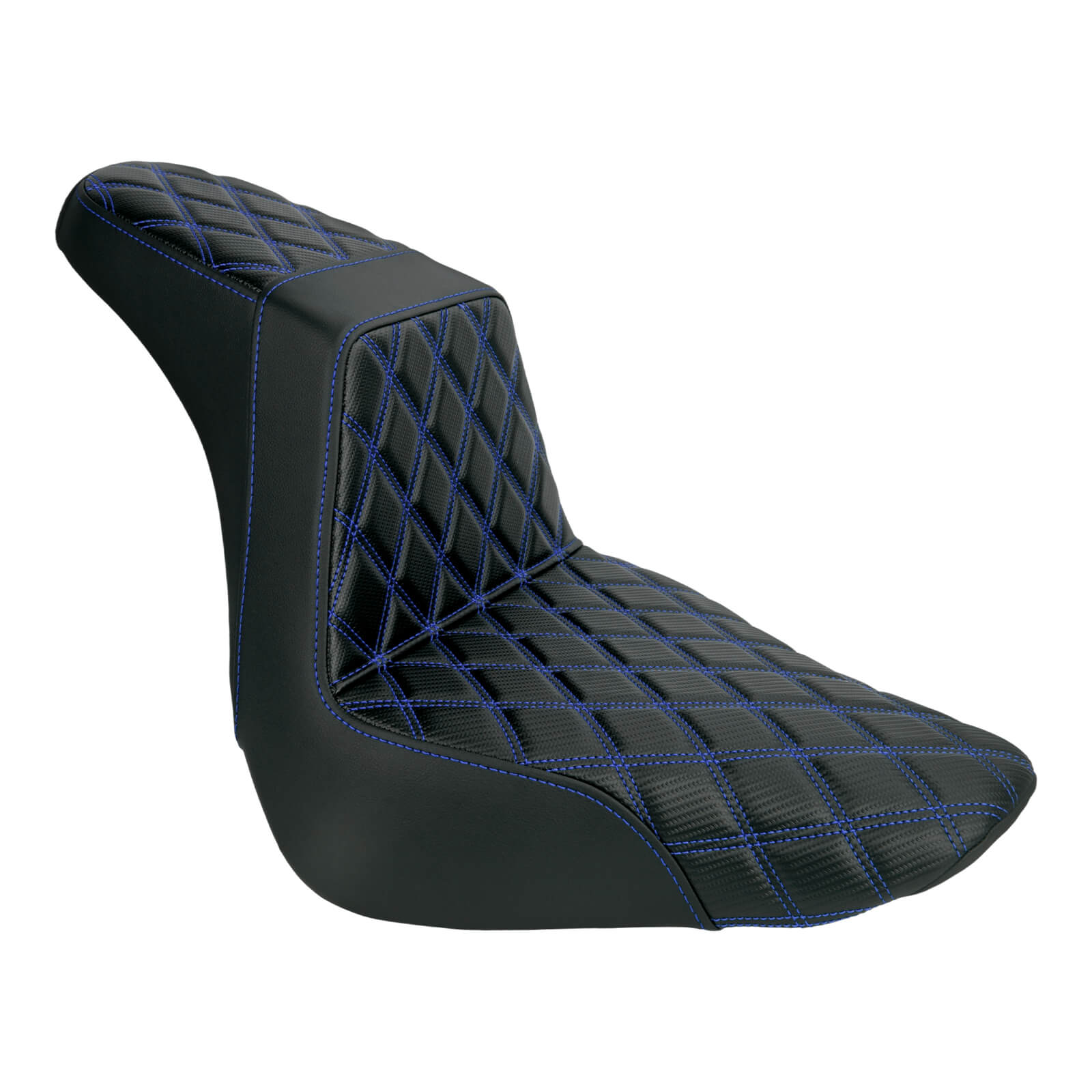 CB016904 mactions Performance Step-Up Seat Lattice Stitch Fit harley '18-'25 Fat Boy & '23-'25 Breakout -blue stitcing