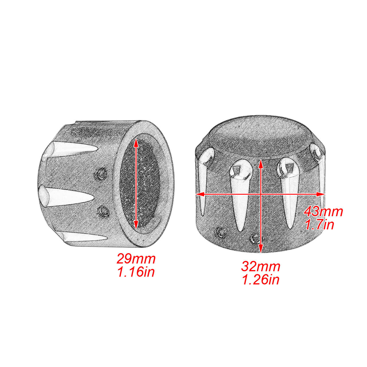 CR0233-mactions-CNC-Cut-Front-Axle-Cap-for-harley-touring