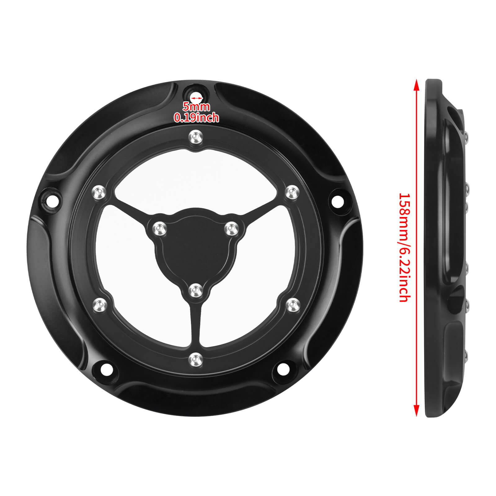 CR030104 mactions Black See-Through Derby Clutch Cover for Harley Softail '18-Up - size