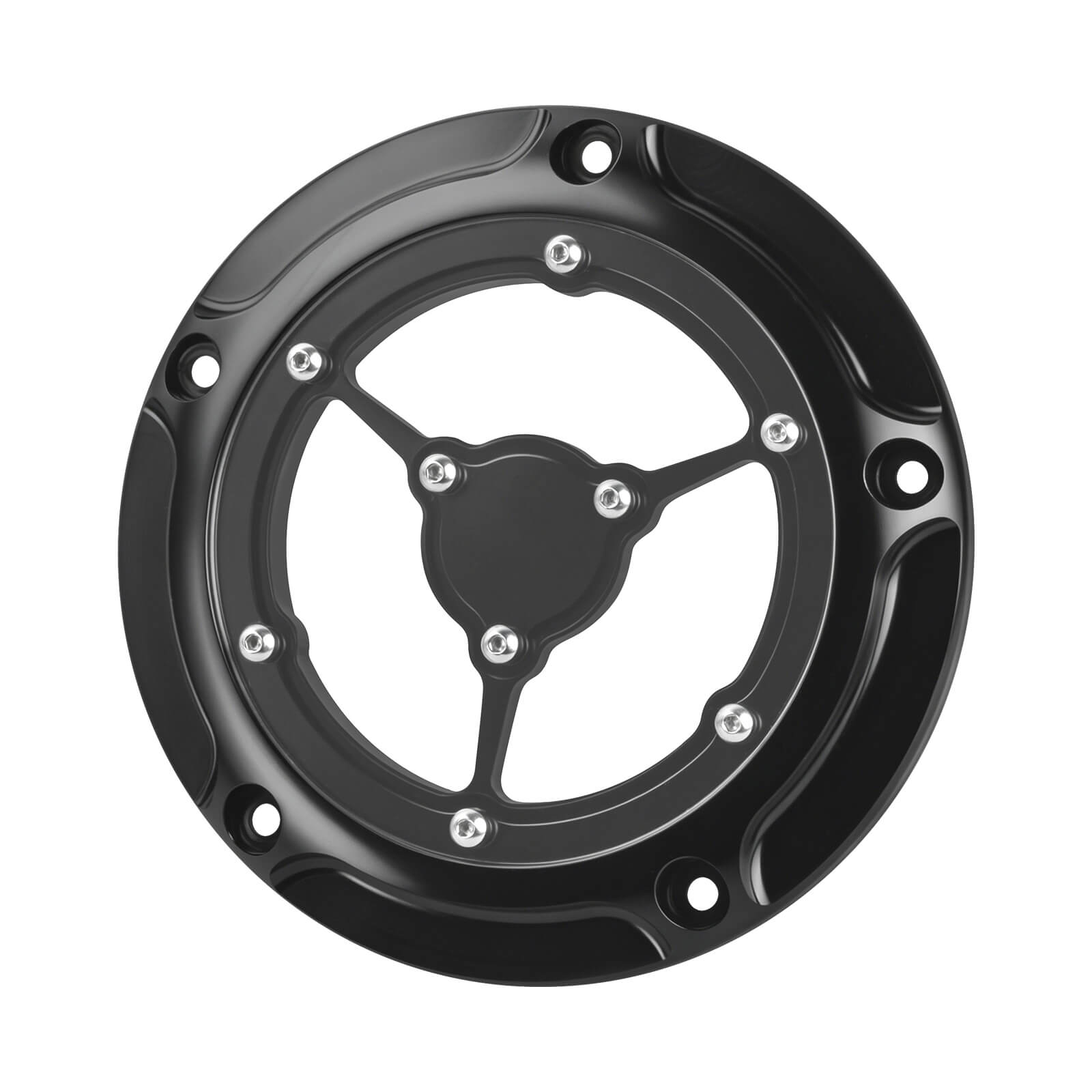 CR030104 mactions Black See-Through Derby Clutch Cover for Harley Softail '18-Up all black