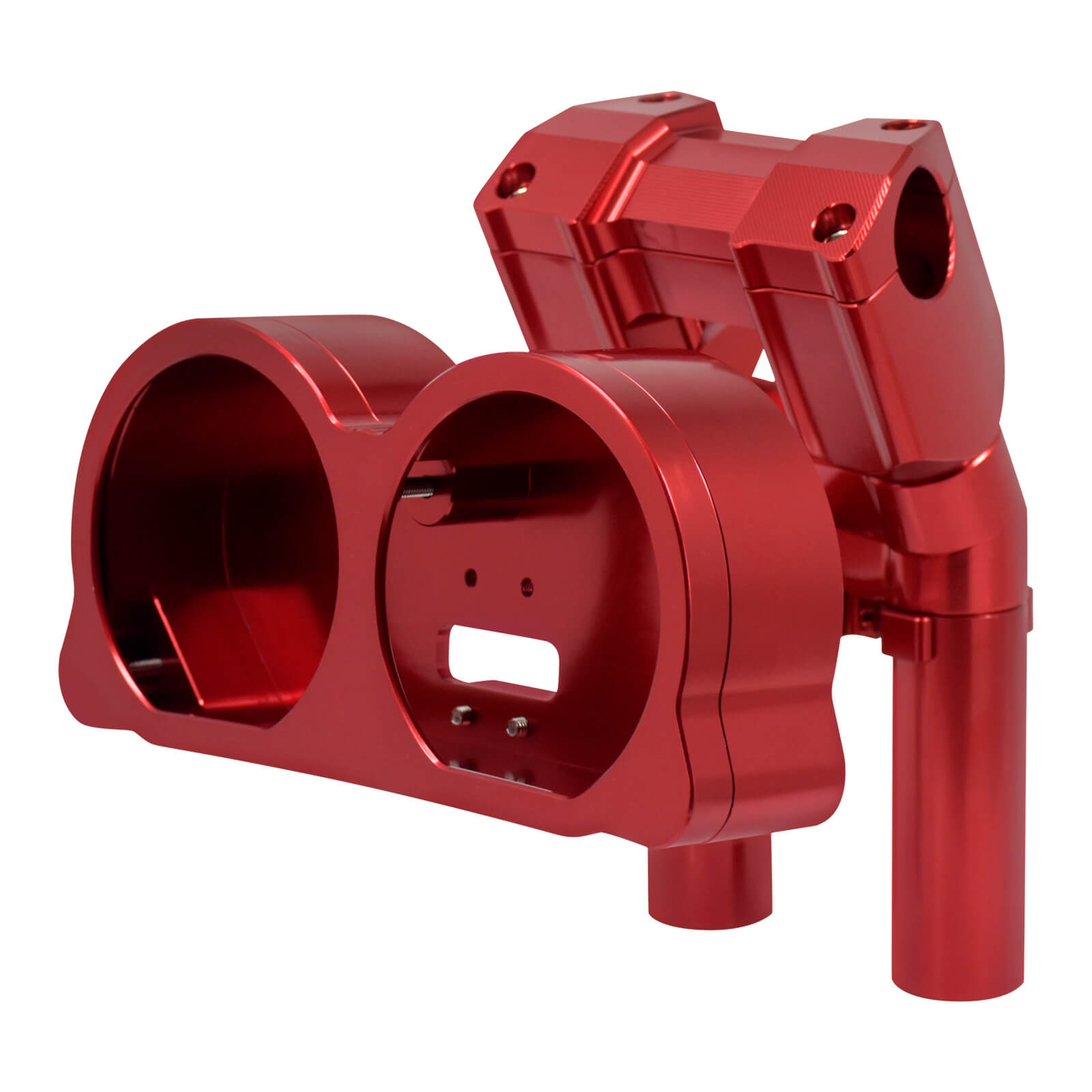 CR035102 8" Billet Dual Gauge Relocation Riser Bracket For Harley Road Glide 2016 - red