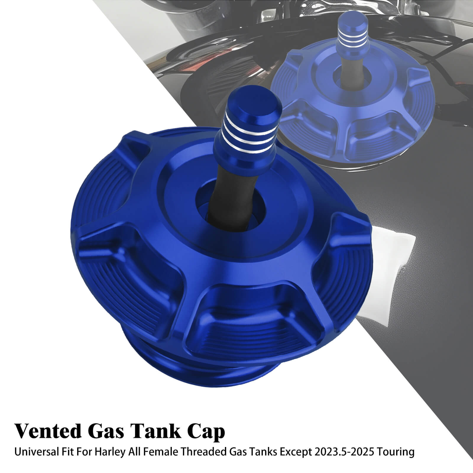 CR037204 MX Vented Gas Tank Cap for Harley Sportster Dyna Softail Touring Blue