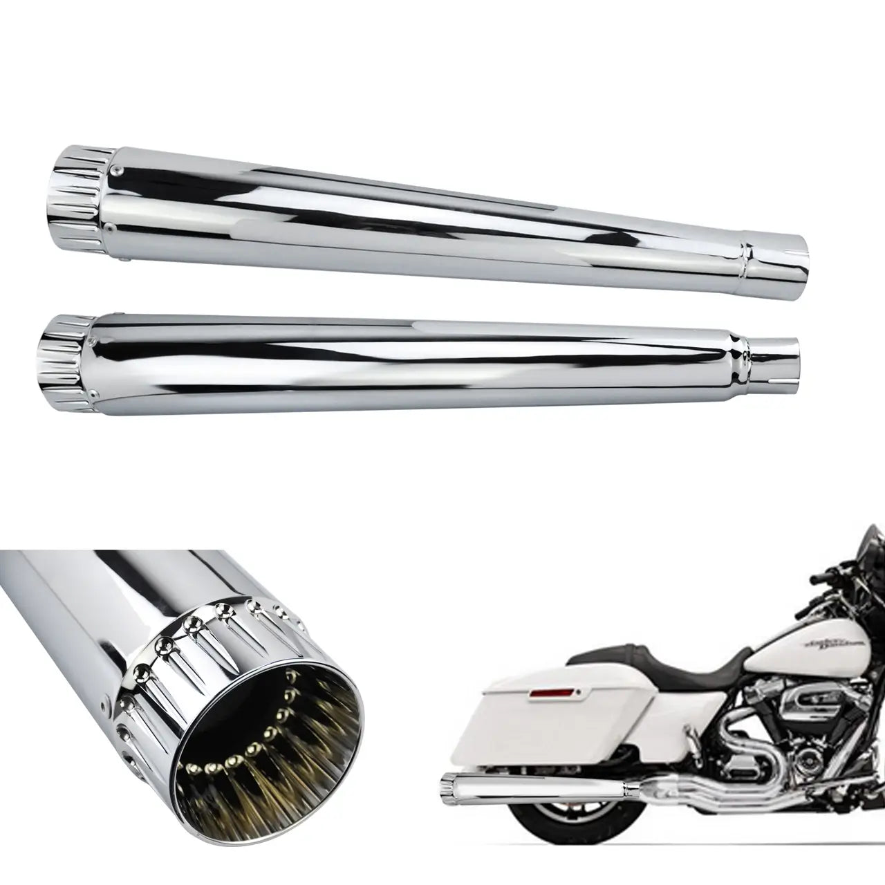 Megaphone Slip-On Mufflers Exhaust Pipes For Harley Touring 2017-2021 | Mactions