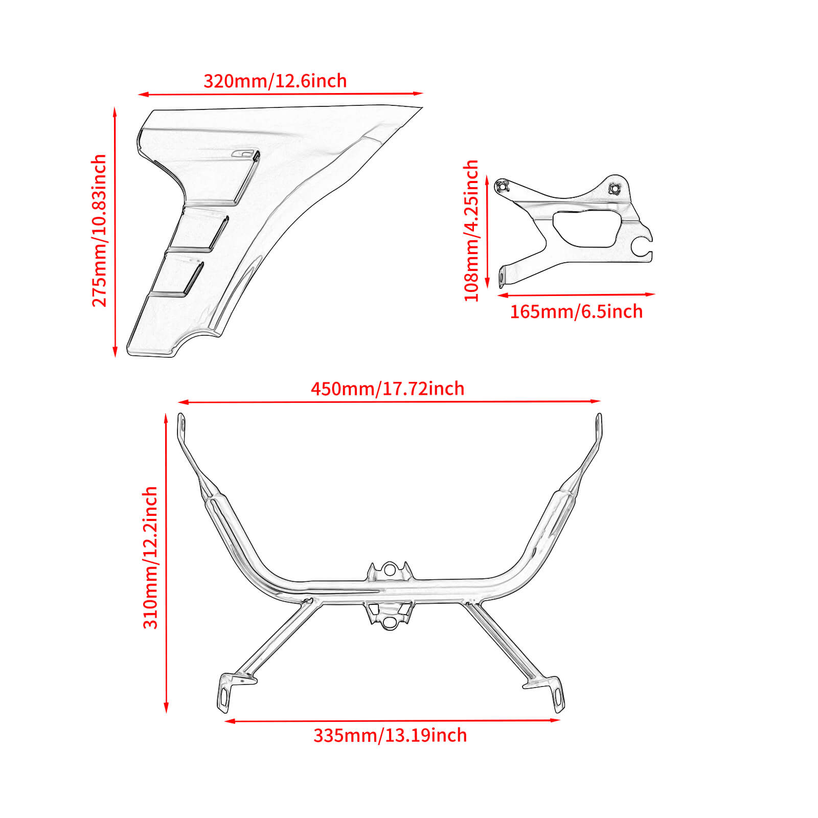 Harley CVO Road Glide Side Fairing Panel & Support Bracket Kit 2023-2024 - Gloss Black | Mactions