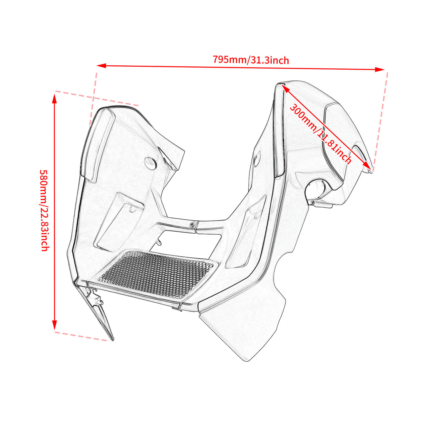 FR005004 mactions Motorcycle Fairing Lowers for Harley Touring 2024 - size