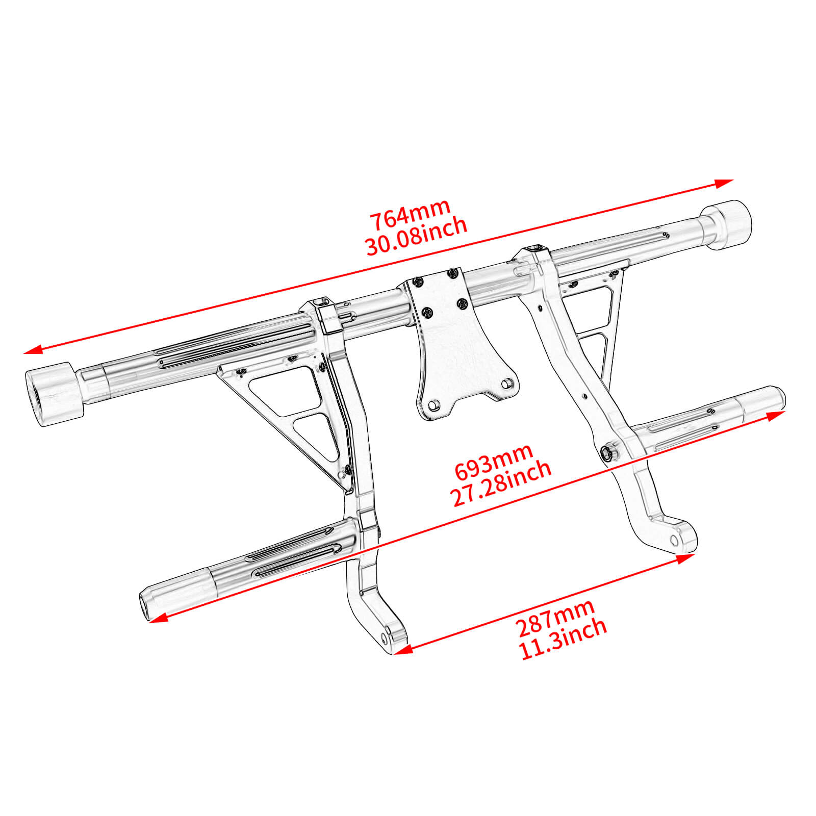 FR007101 mactions CNC Aluminum Flat-Out Front Engine Guard for harley road glide - size