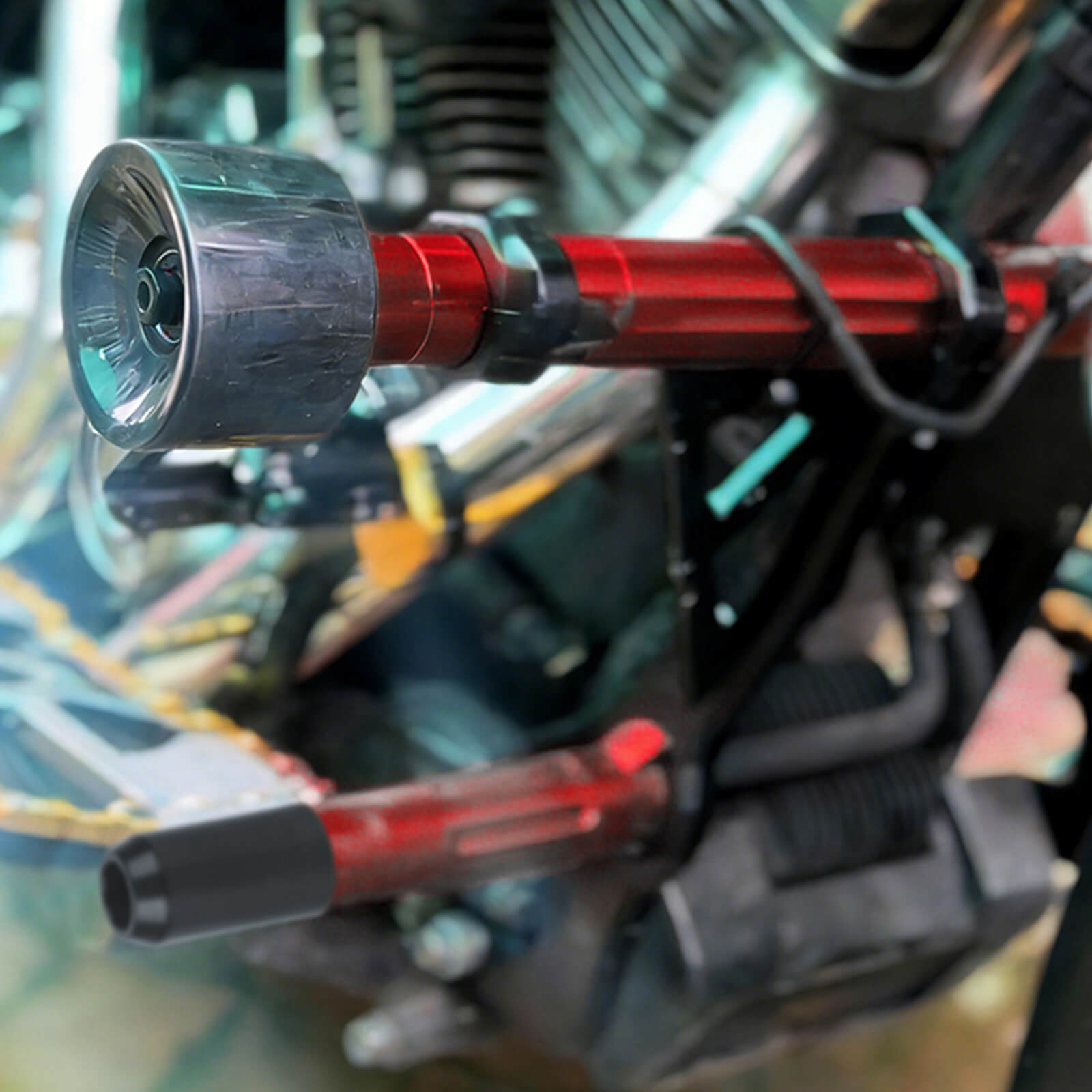 FR007102 mactions CNC Aluminum Flat-Out Front Engine Guard for harley street glide - red