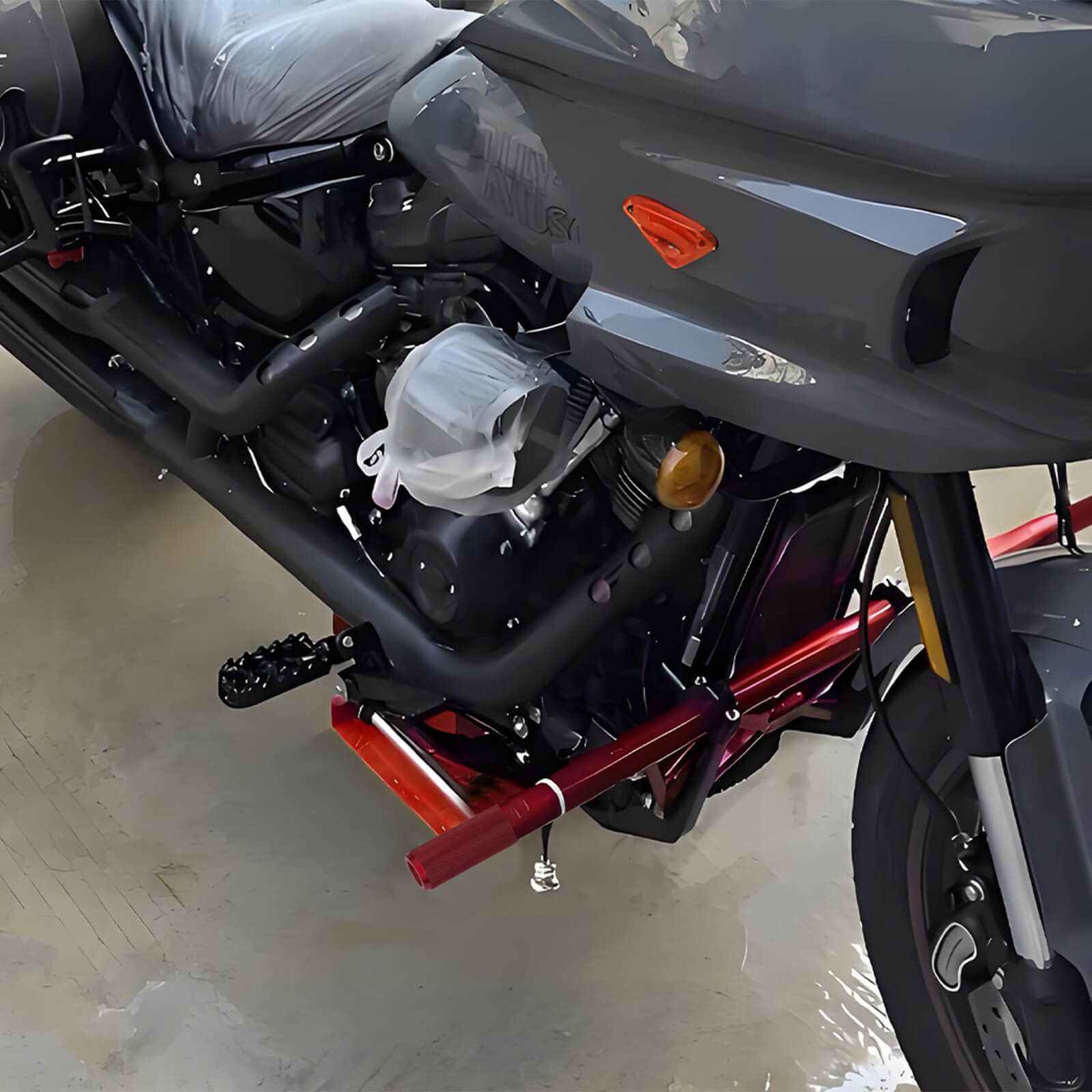 FR007601 mactions red 1.25" Front Highway Crash Bar Pegs for Harley Softail low rider