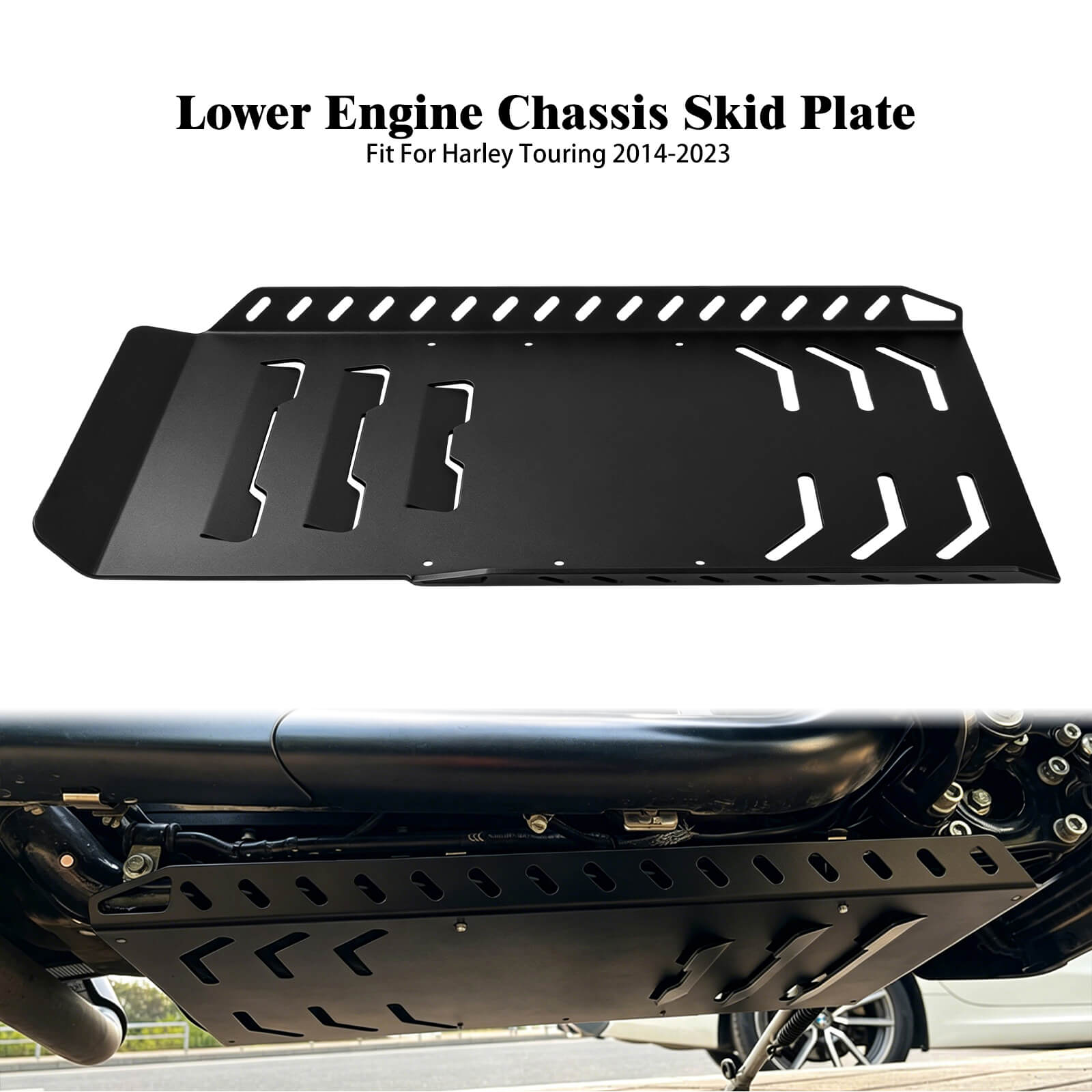 FR008202 Mactions Lower Engine Chassis Skid Plate for Harley Touring 2014-2023|