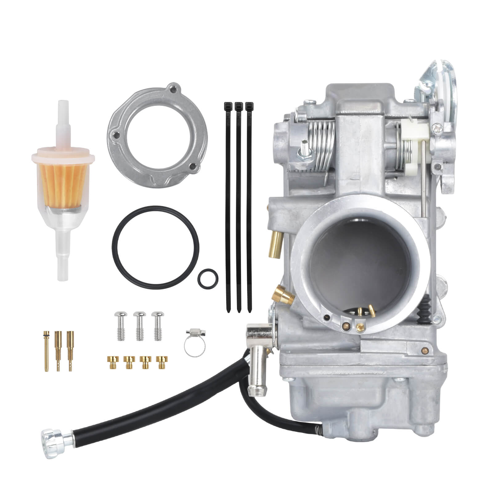 FU001001 Mactions Complete Aluminum Carburetor Kit for Harley Dyna & Electra Glide '90-'04