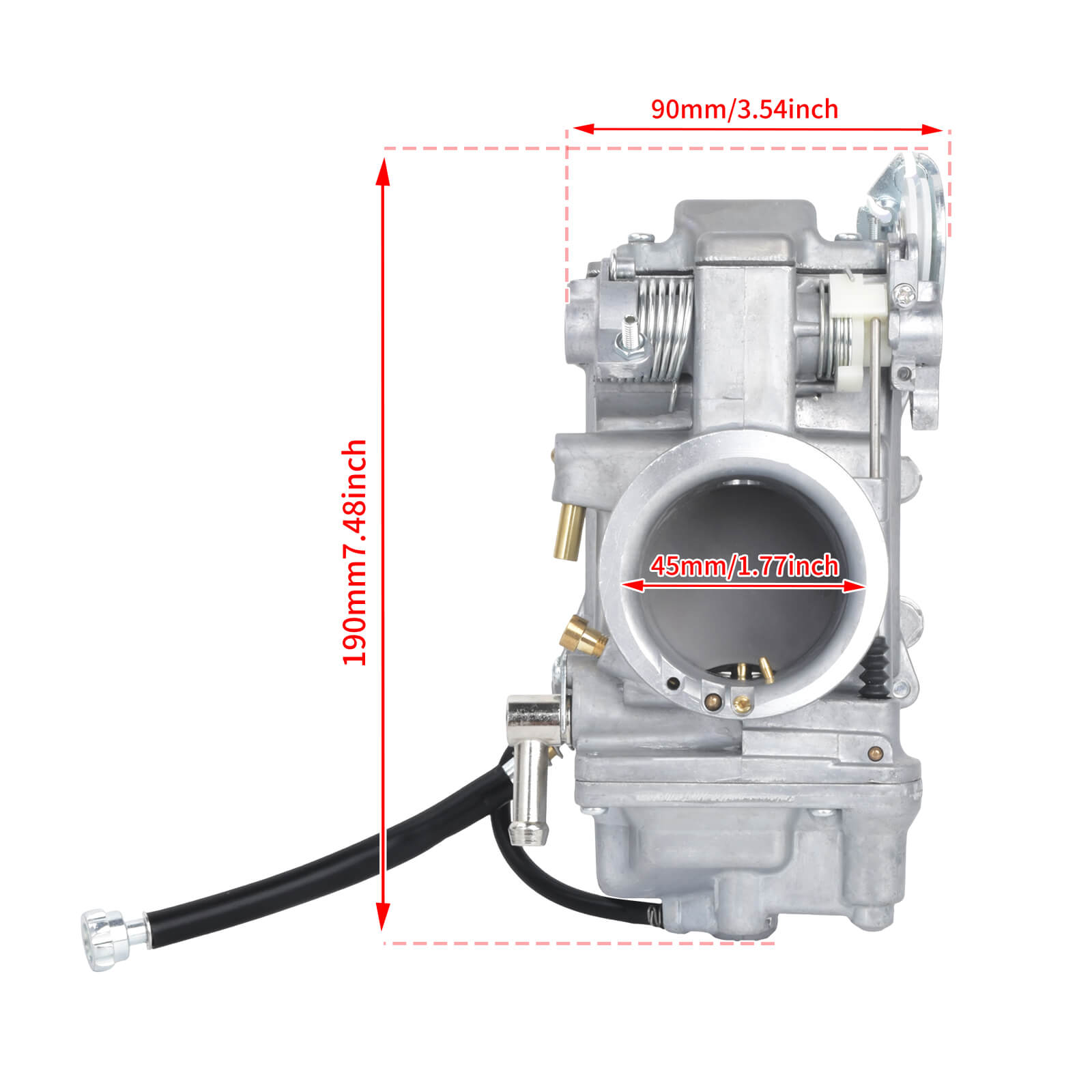 FU001001 Mactions Complete Aluminum Carburetor Kit for Harley Dyna & Electra Glide '90-'04 Size