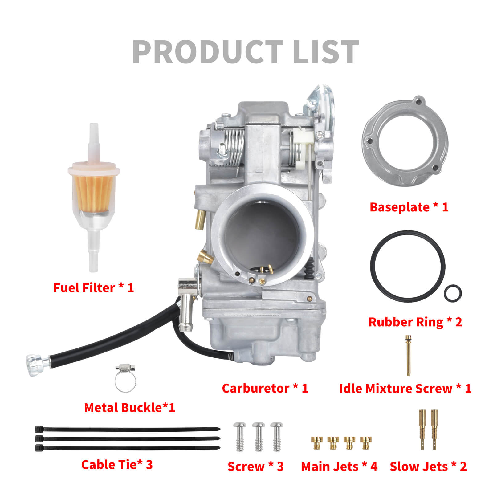 FU001001 Mactions Complete Aluminum Carburetor Kit for Harley Dyna & Electra Glide '90-'04 Product List