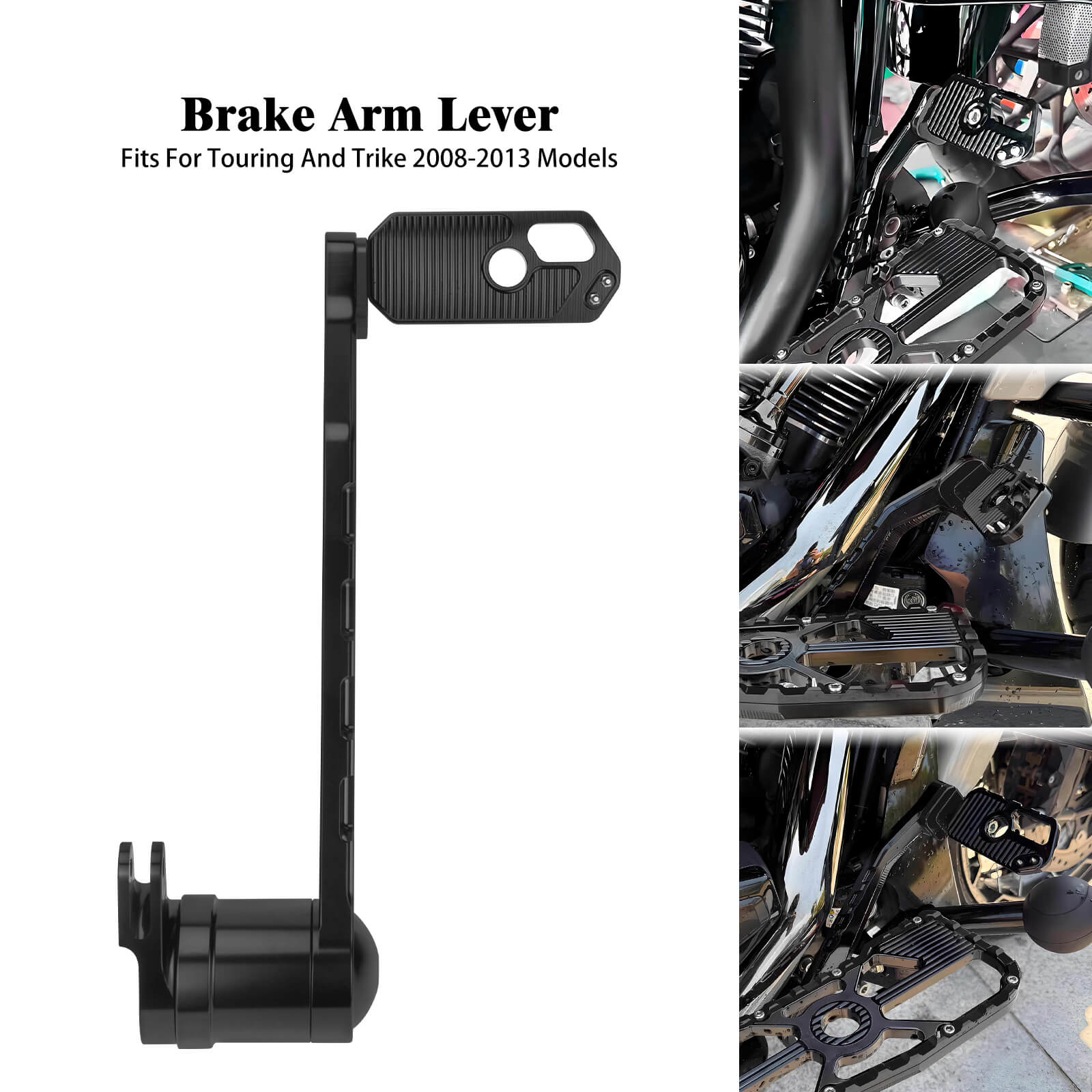 GE001101 Mactions CNC Black Brake Lever for Harley Touring ‘08-’13 Installation